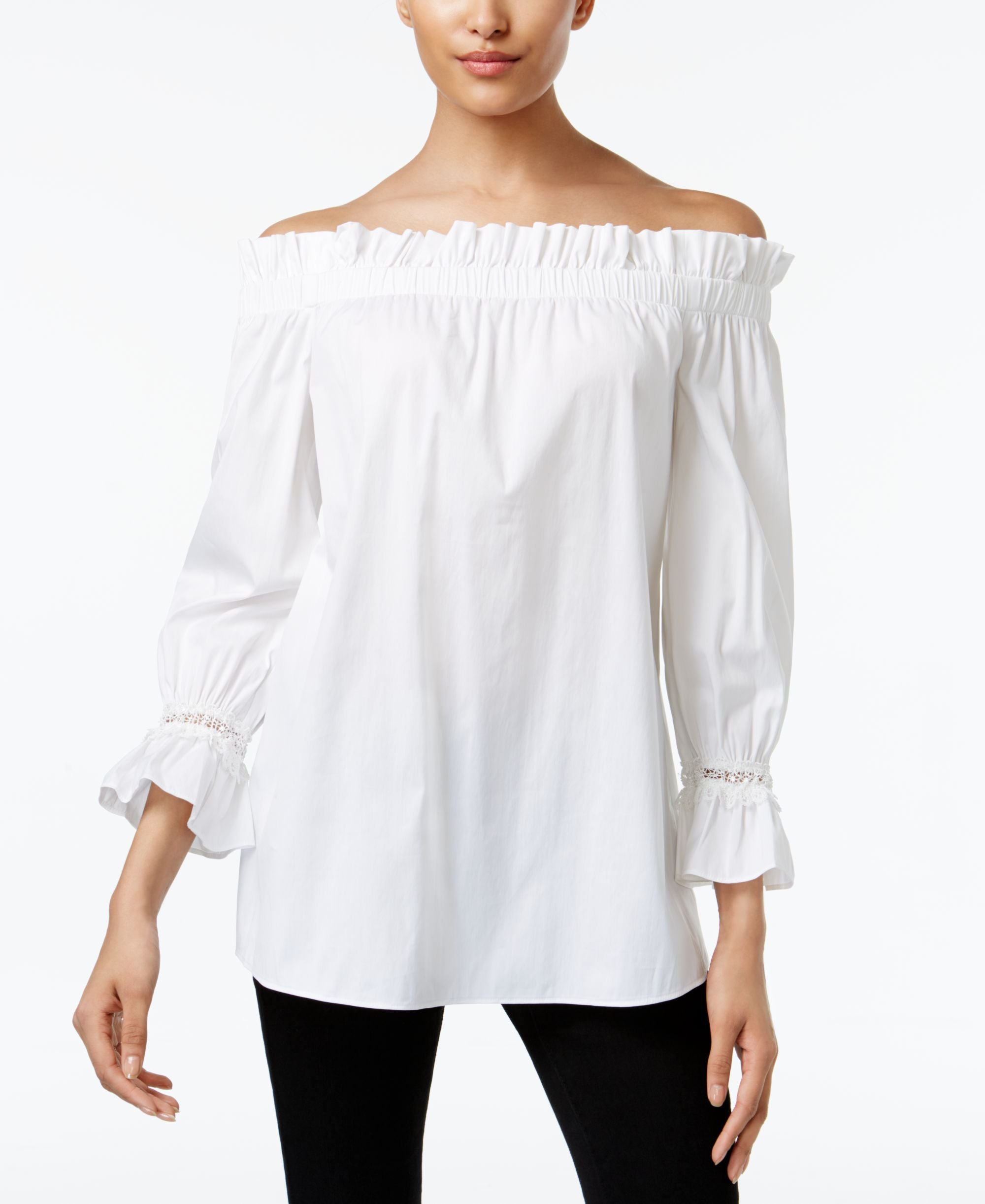 Alfani Prima Ruffled Off The Shoulder Peasant Top