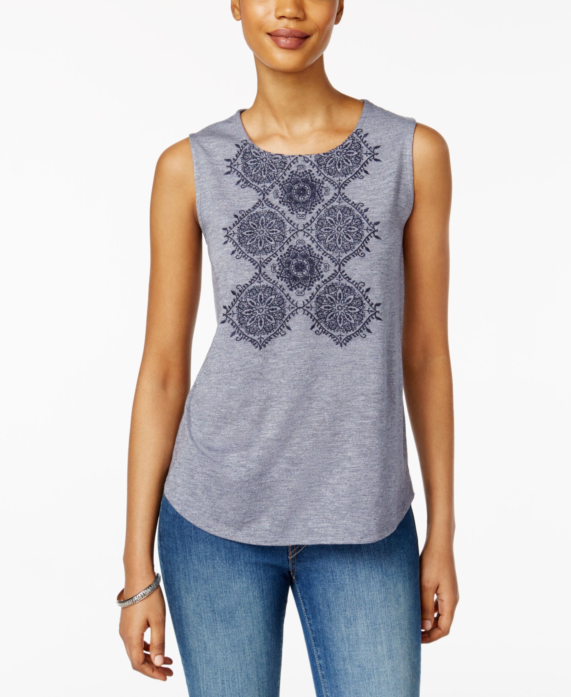 Style & Co Petite Embroidered Tank