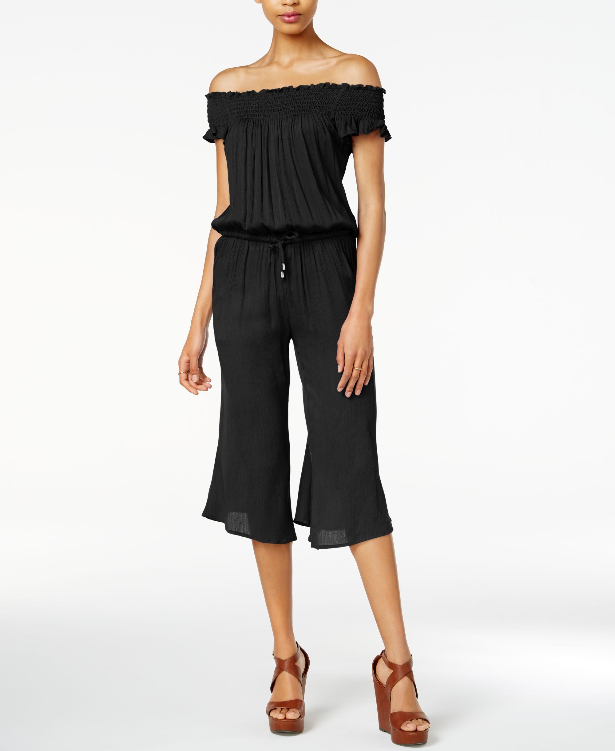 Jack by BB Dakota Cropped Off-The-Shoulder Jumpsuit