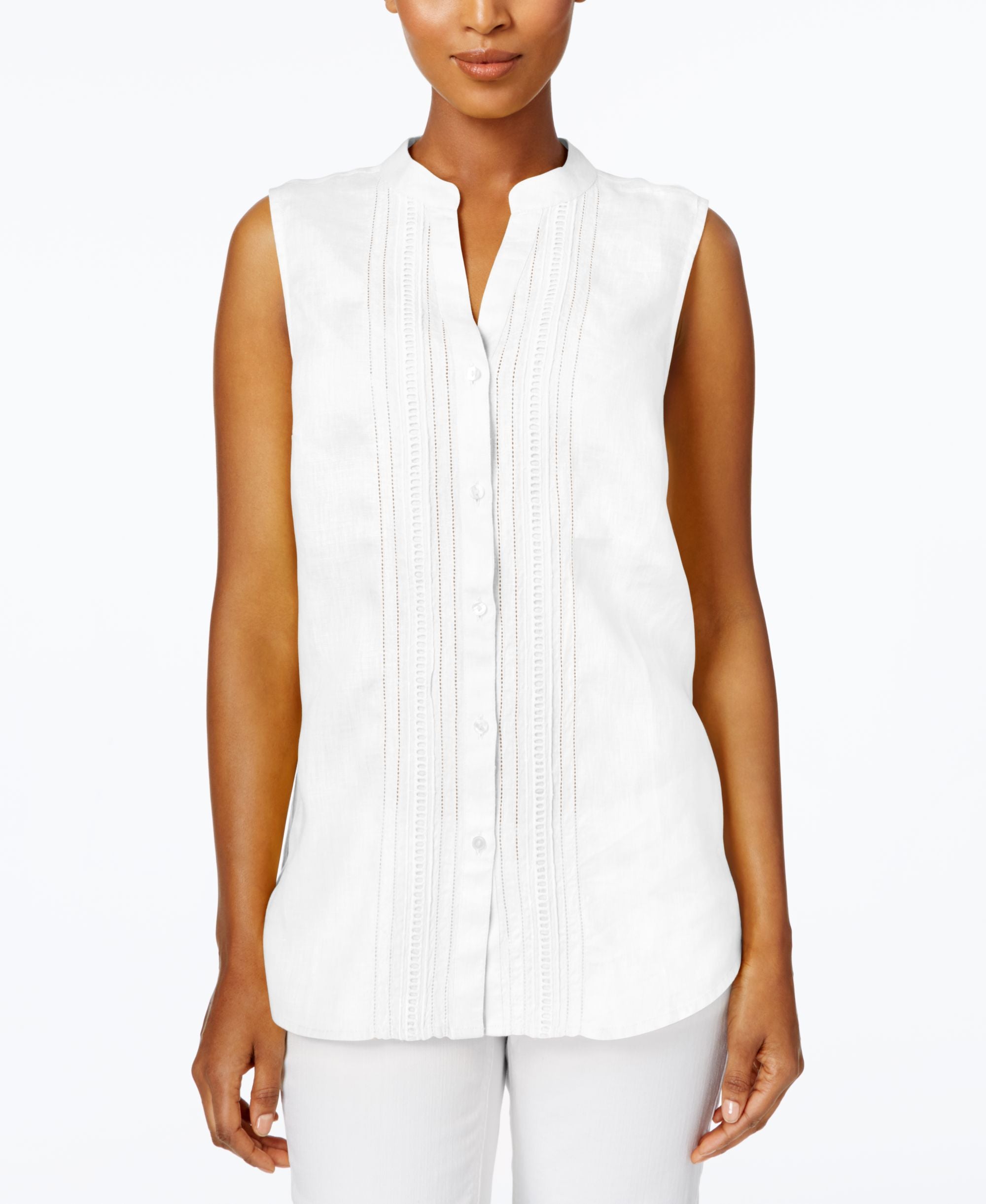 Charter Club Petite Crochet Trim Blouse