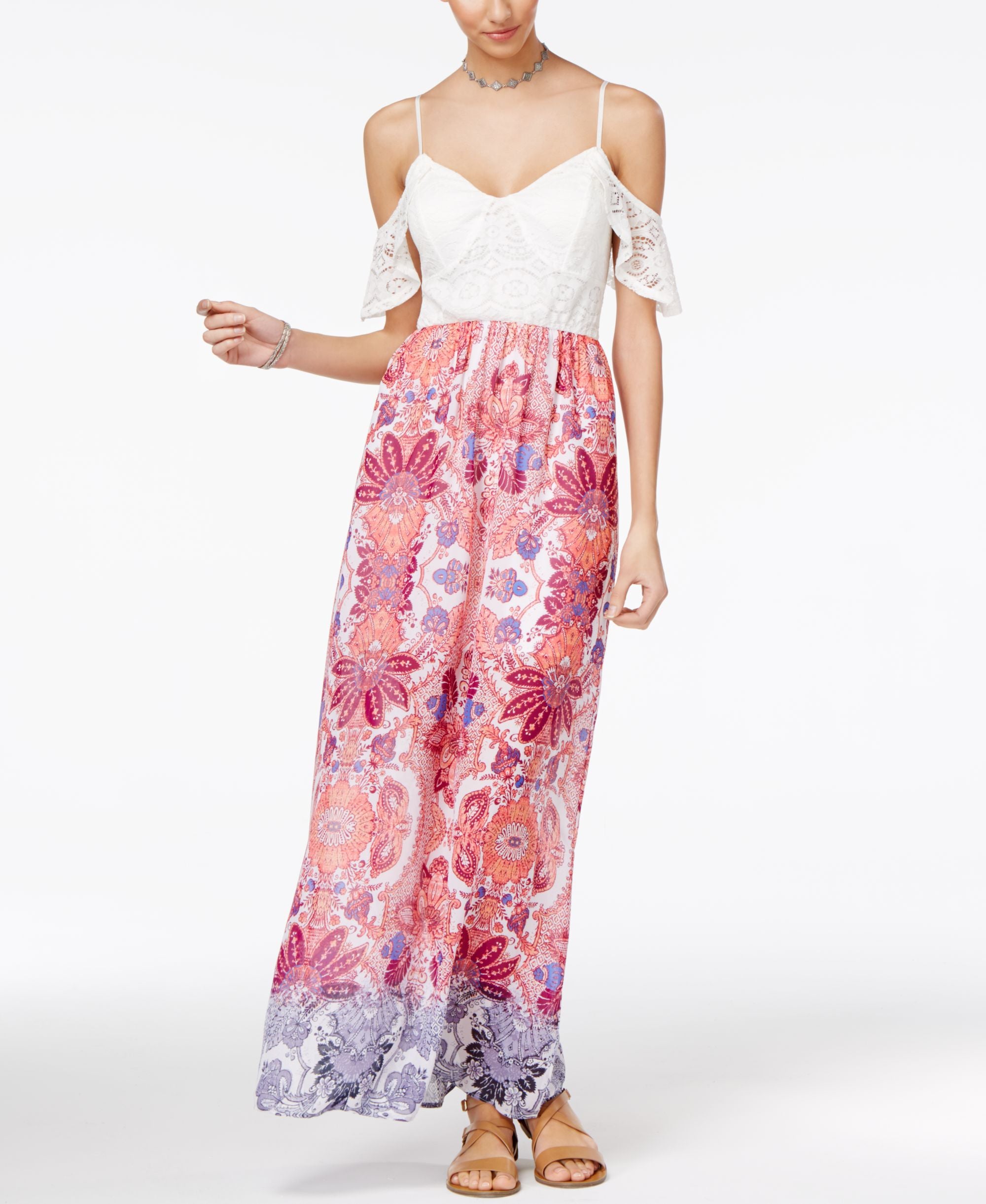 Trixxi Juniors Cold Shoulder Maxi Dress