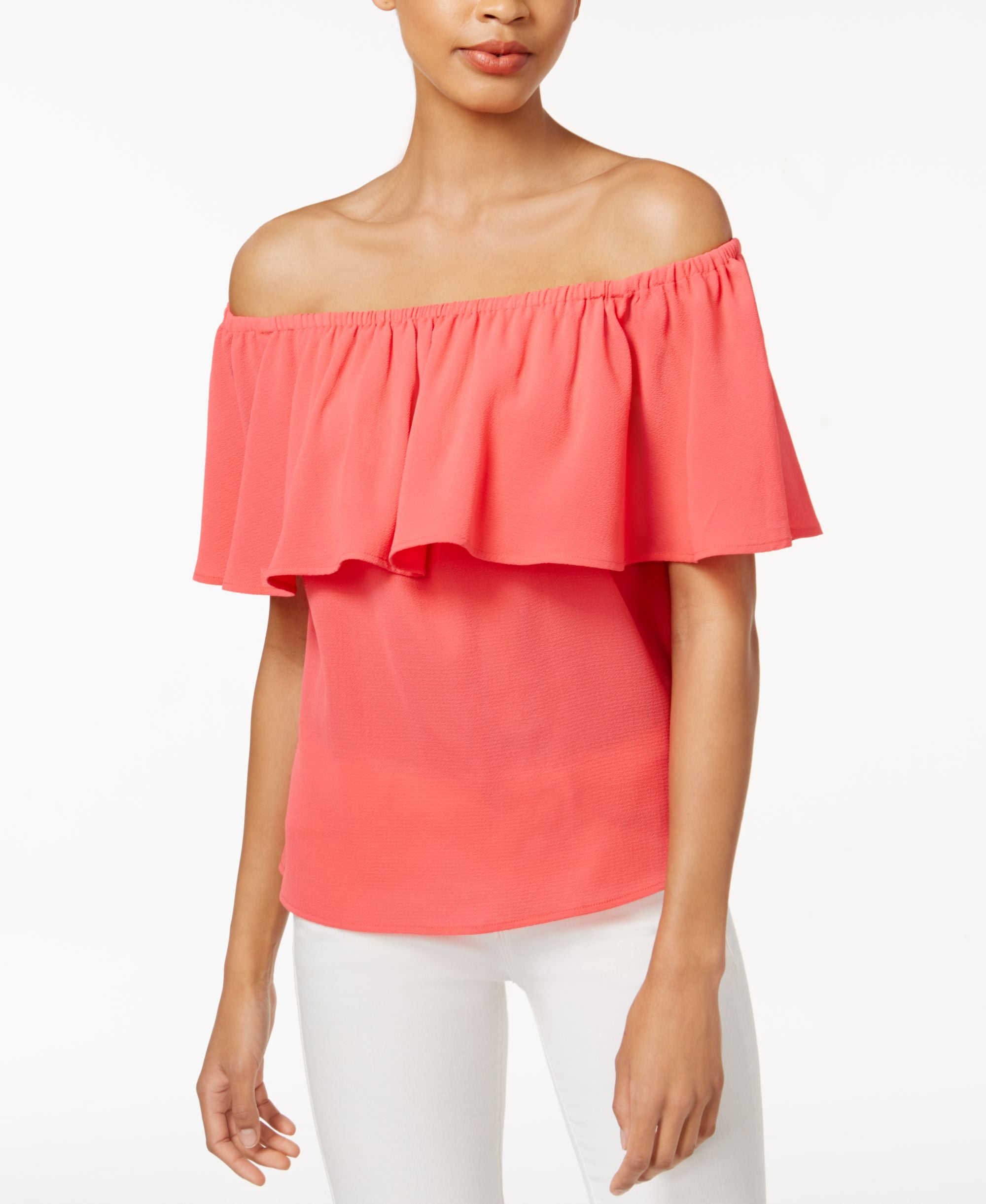 Bar III Ruffled Off The Shoulder Top