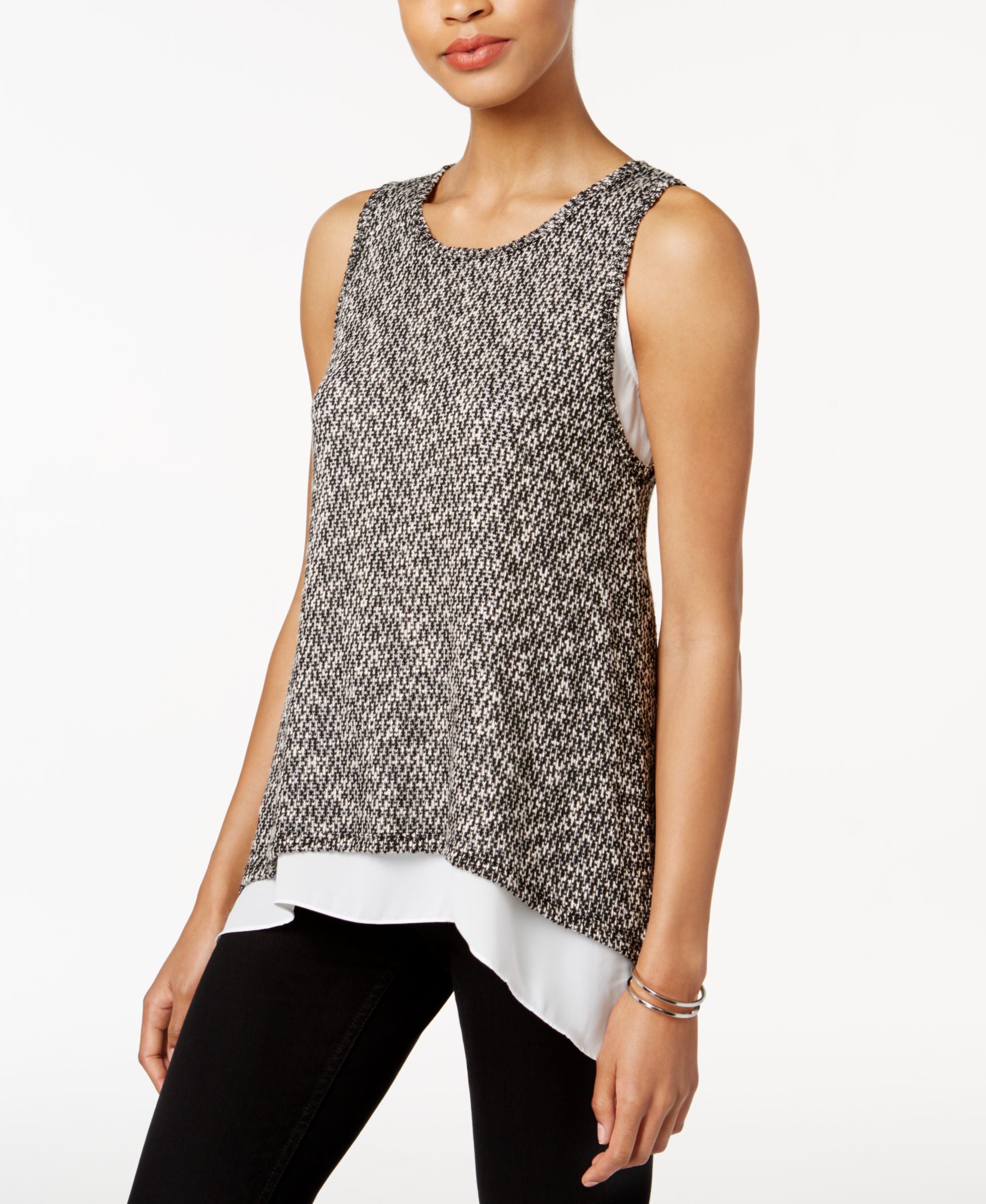 Bar III Marled Contrast Top