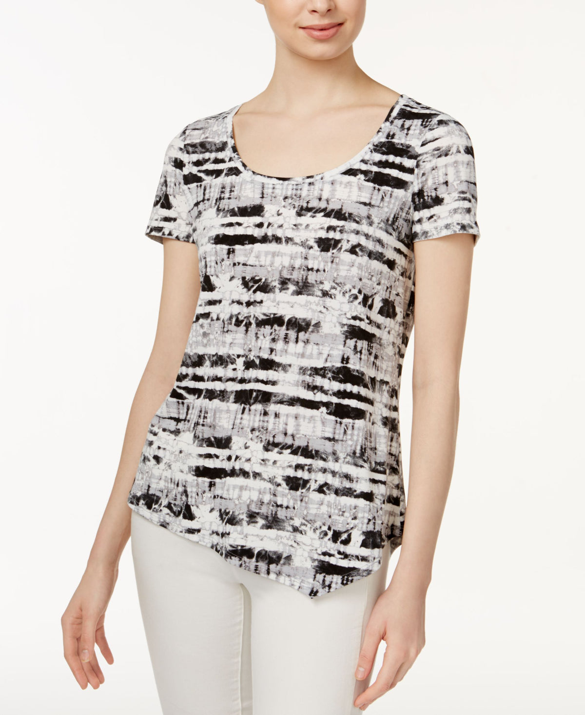 Kensie Printed Asymmetrical Top