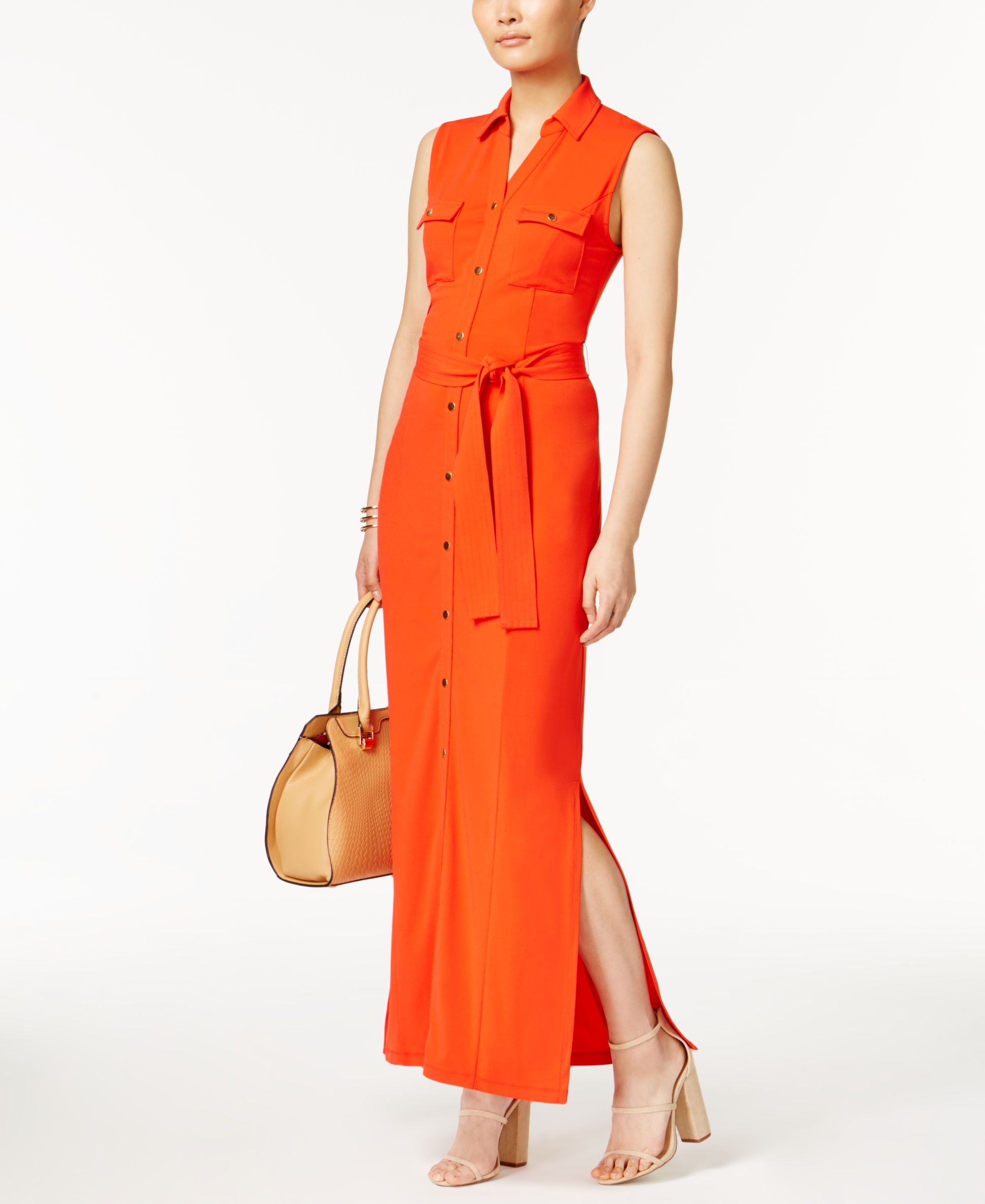 Olivia Grace Belted Maxi Shirtdress