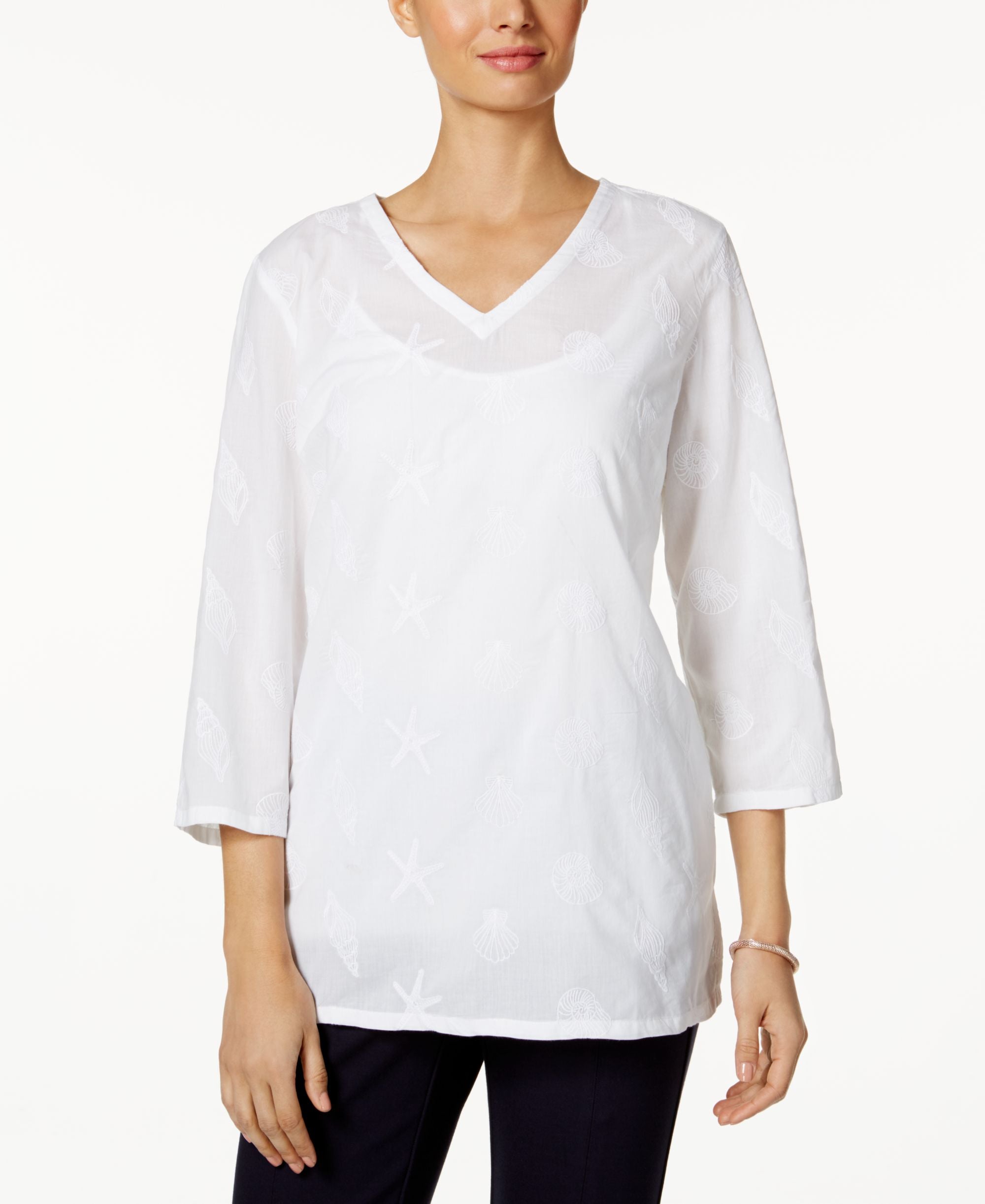 Charter Club Cotton Embroidered Tunic