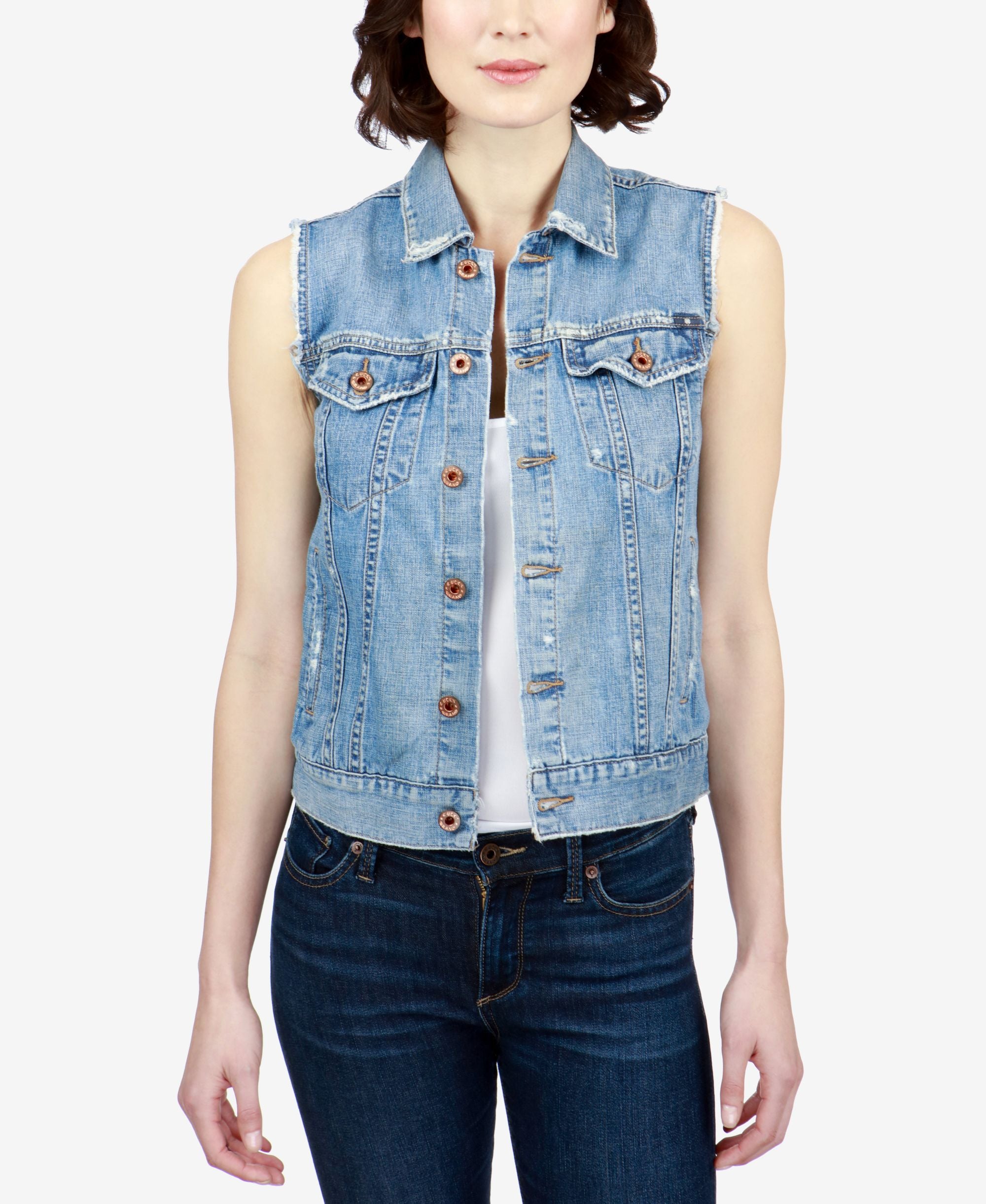 Lucky Brand Tomboy Trucker Cotton Denim Vest