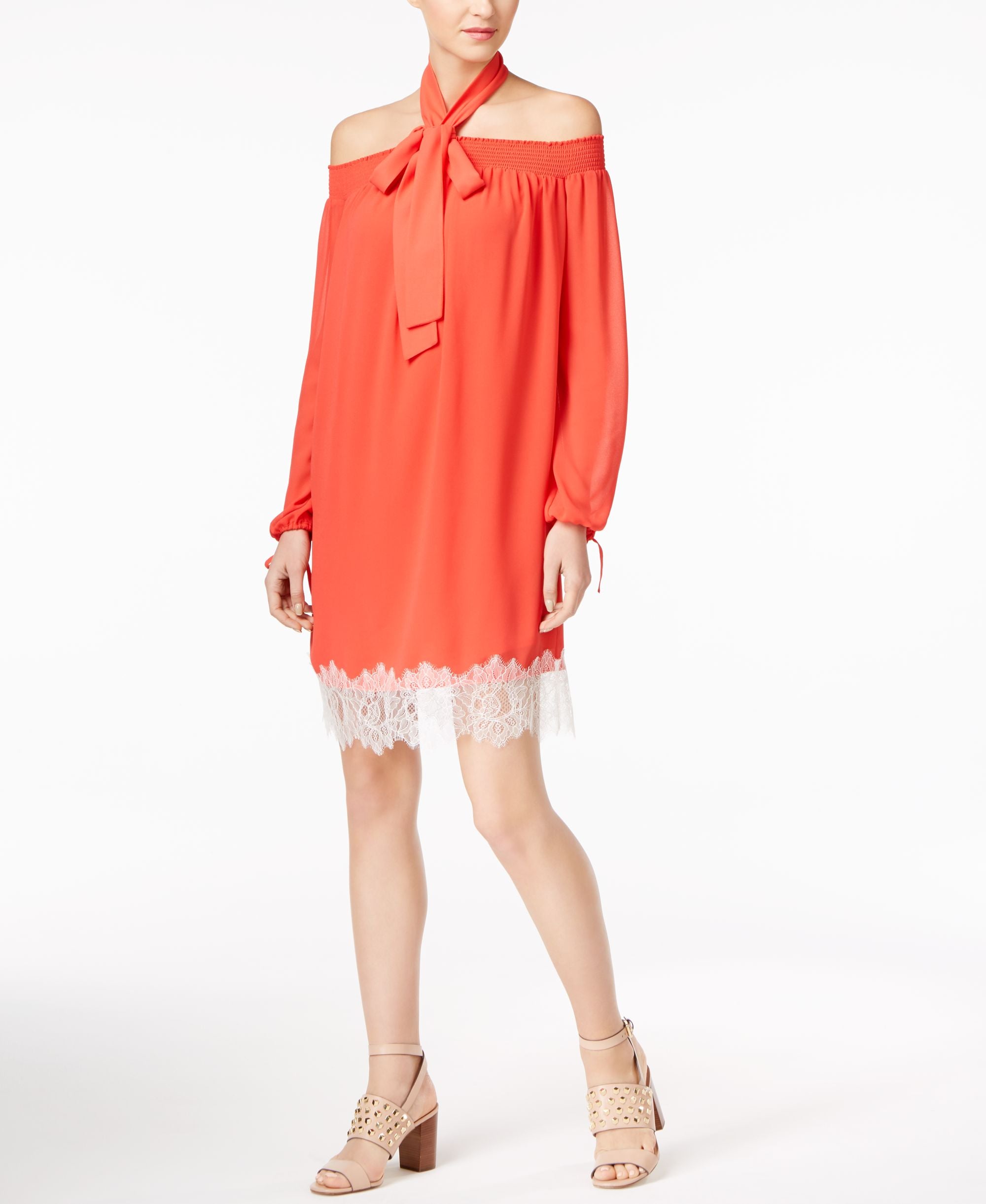 Michael Michael Kors Petite Cold Shoulder Lace Dress