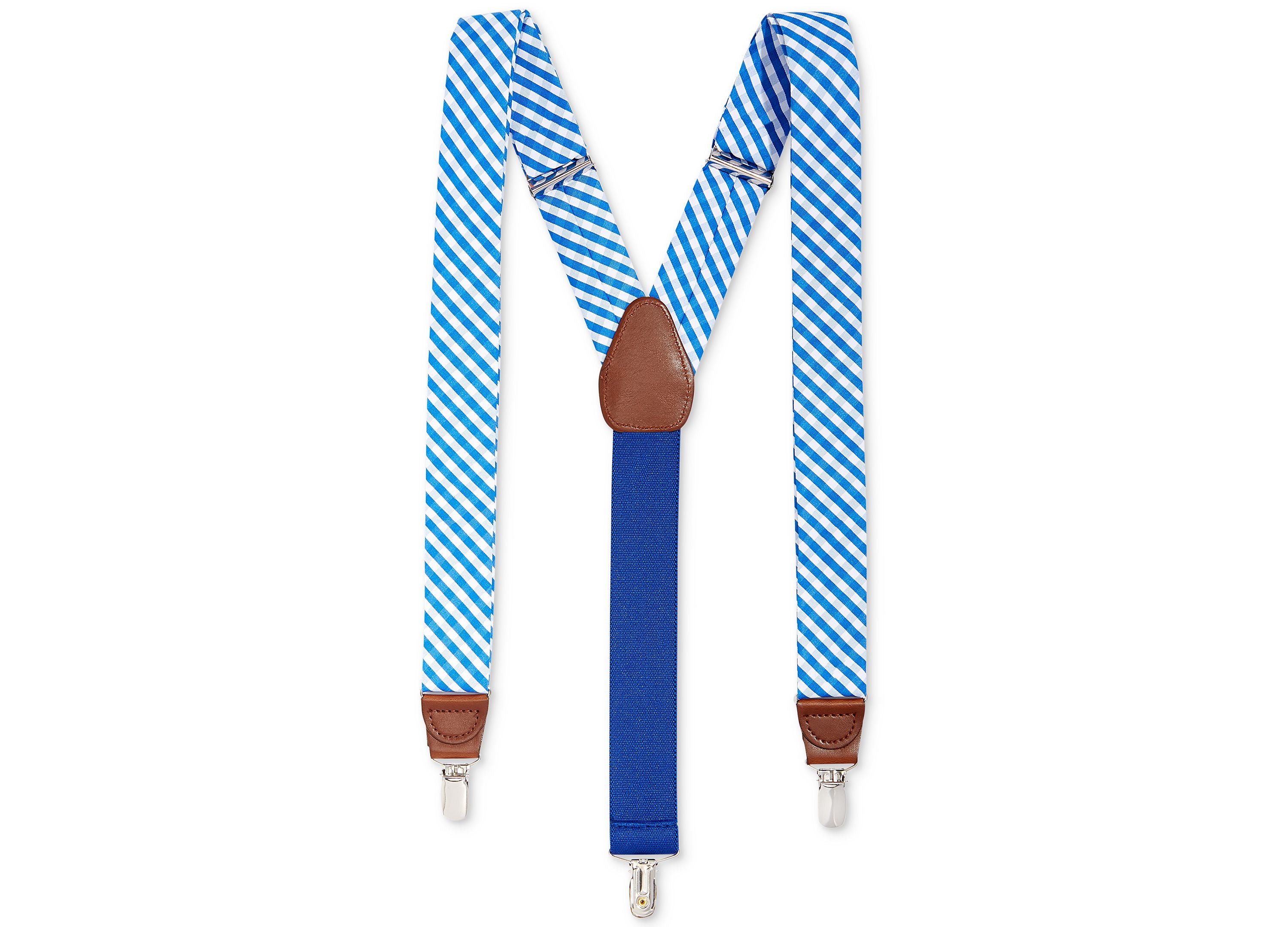 Club Room Men's Gingham Suspenders Bright Blue One Size