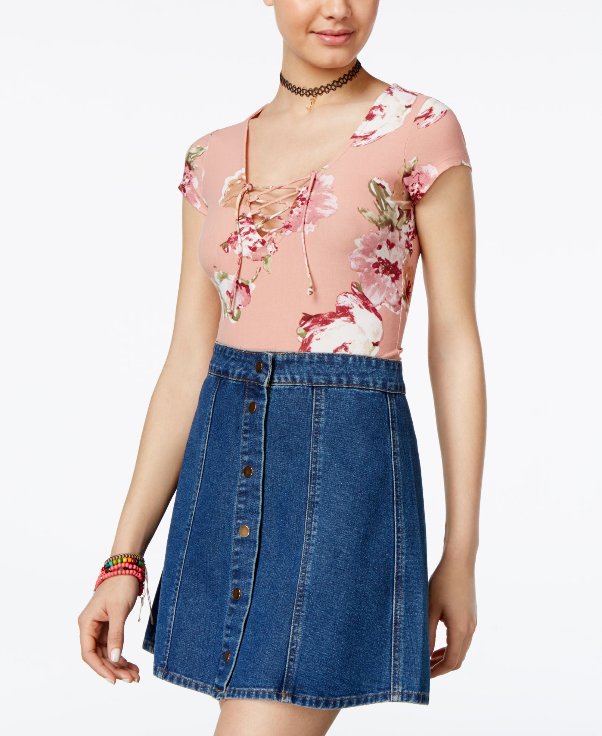 Polly Esther Juniors Lace Up Bodysuit