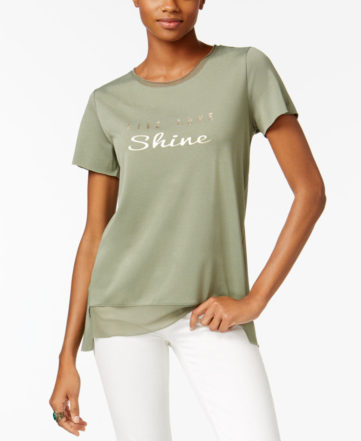 Jamie Layla Graphic Chiffon Trim Top