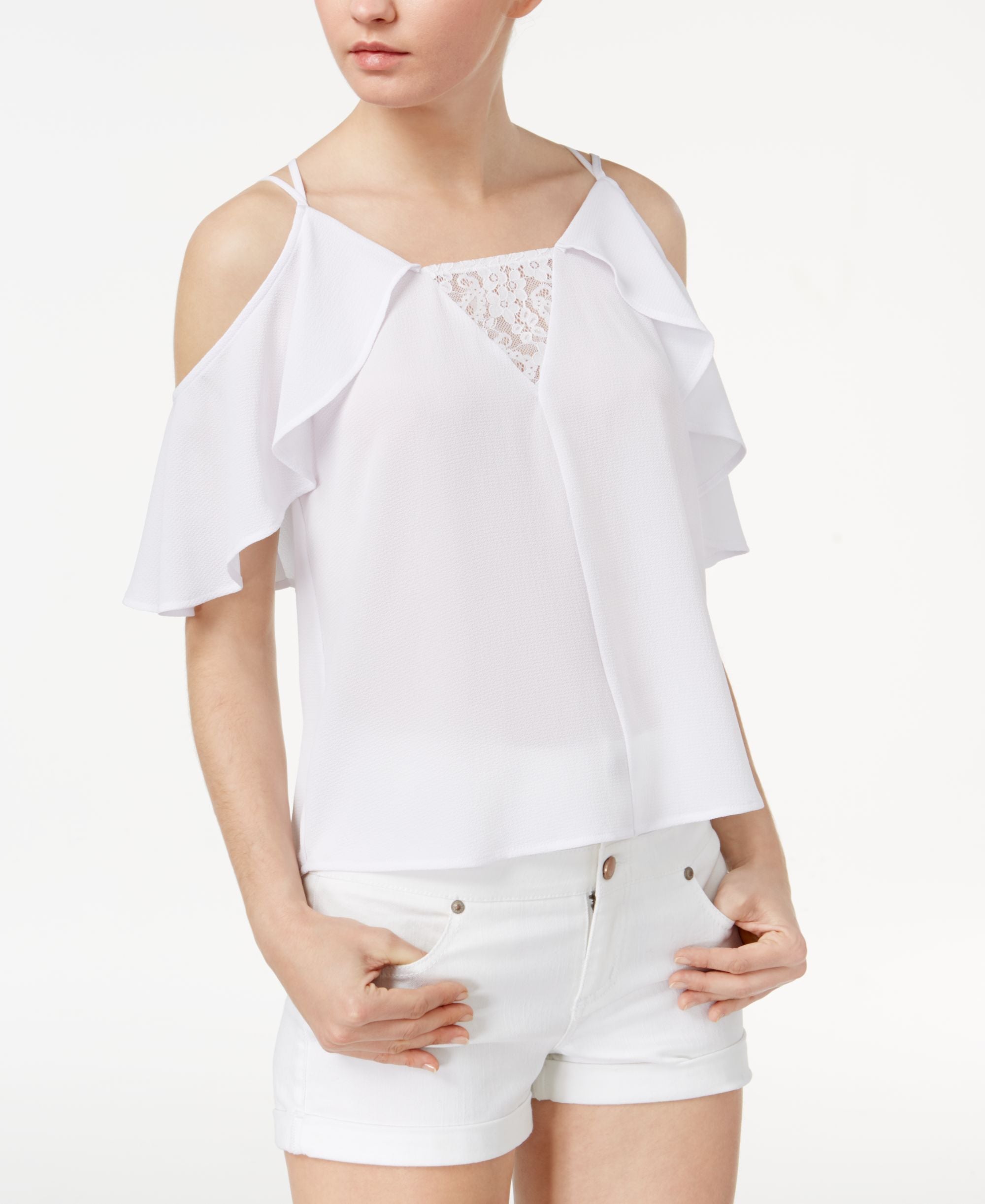 Lily Black Juniors Cold Shoulder Top