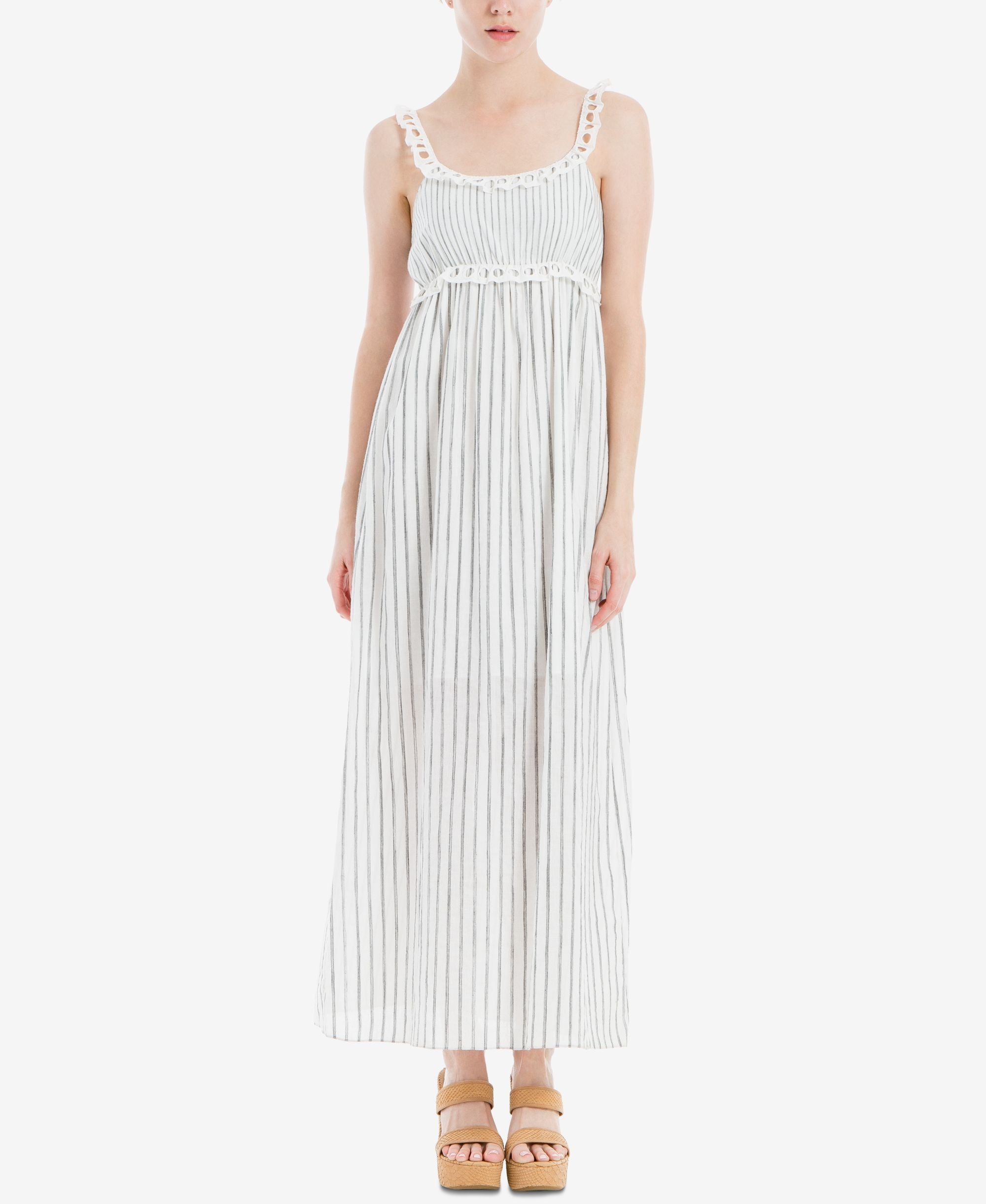 Max Studio London Striped Ruffled Maxi Dress