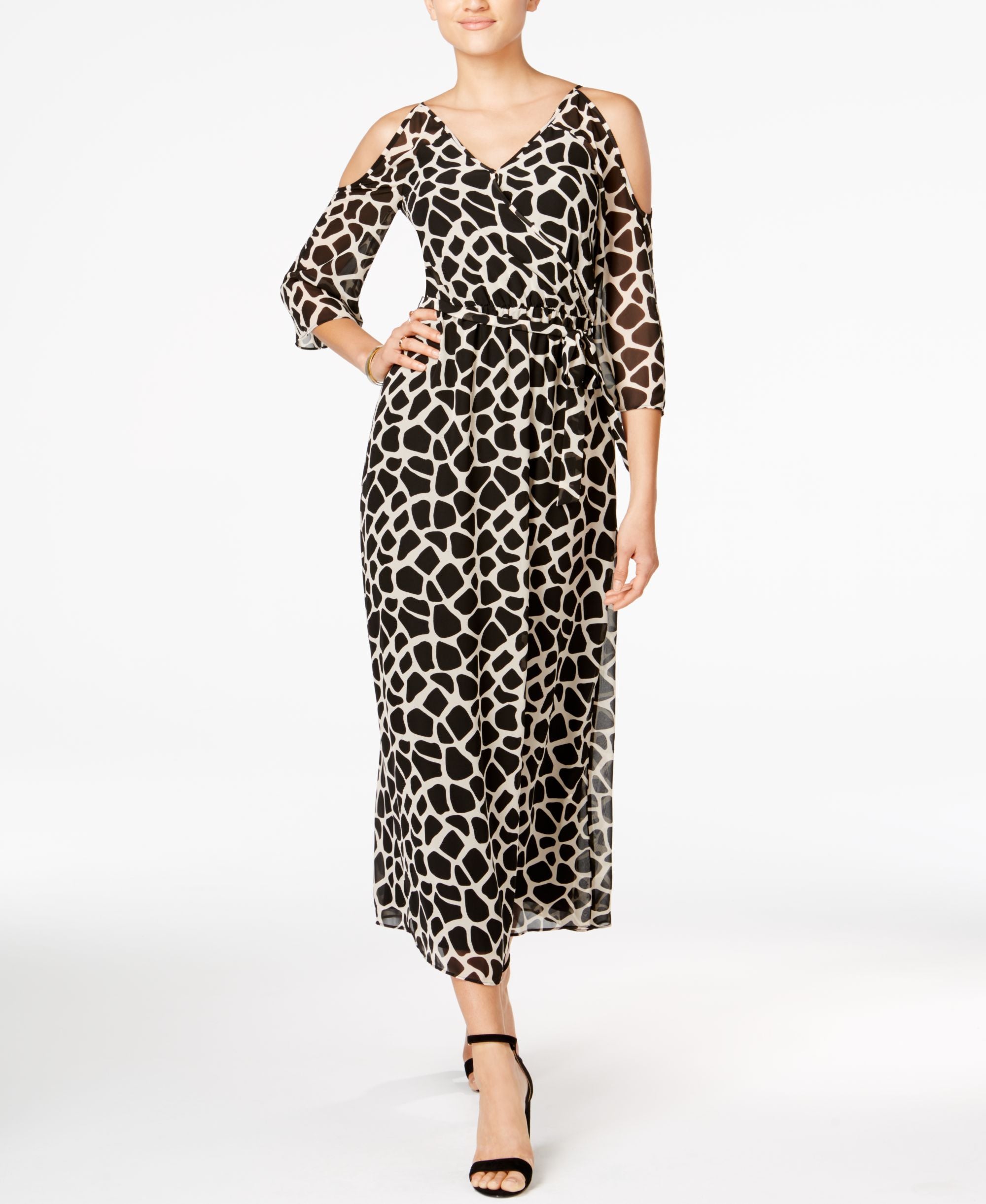 BAR III Printed Cold Shoulder Maxi Dress