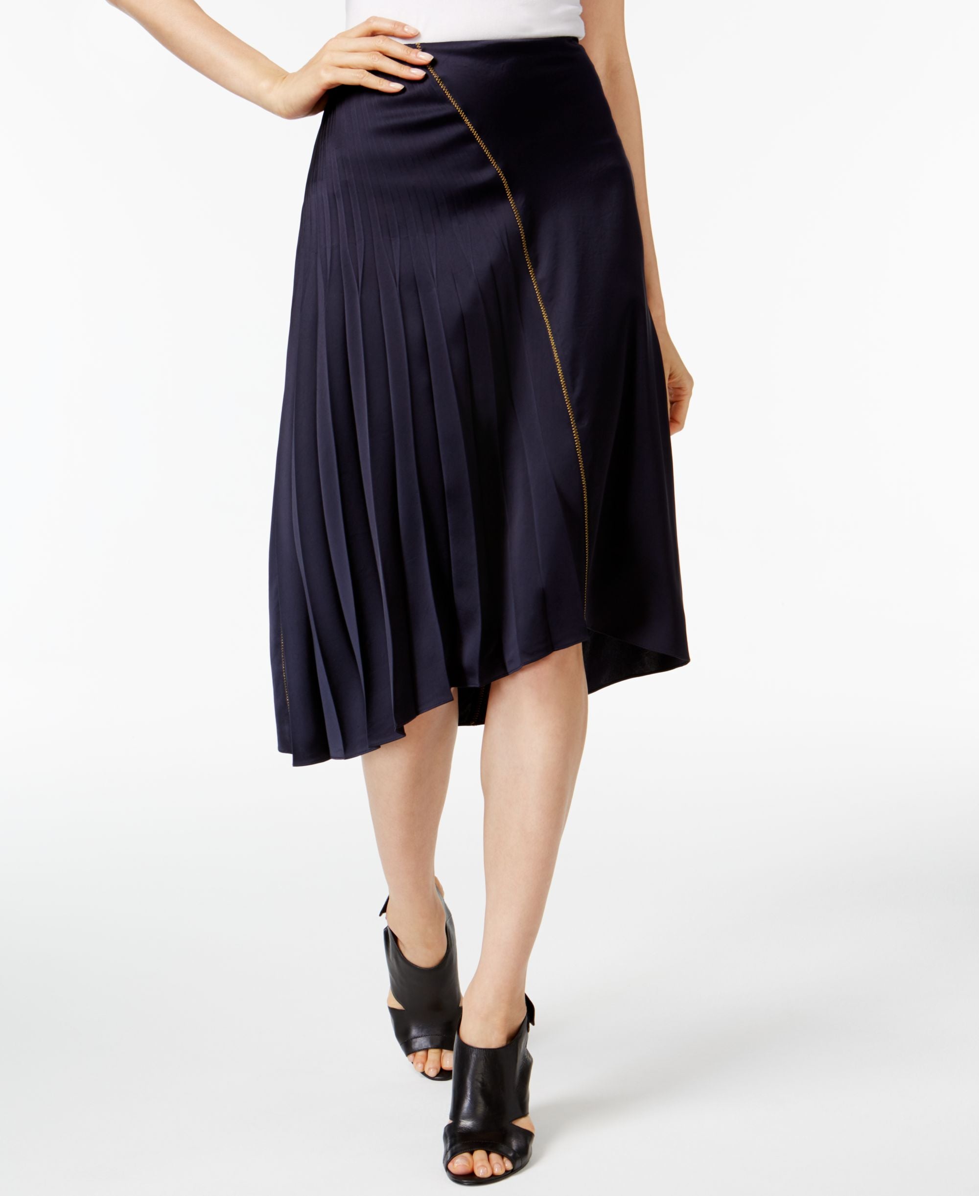 DKNY Pleated Asymmetrical Skirt