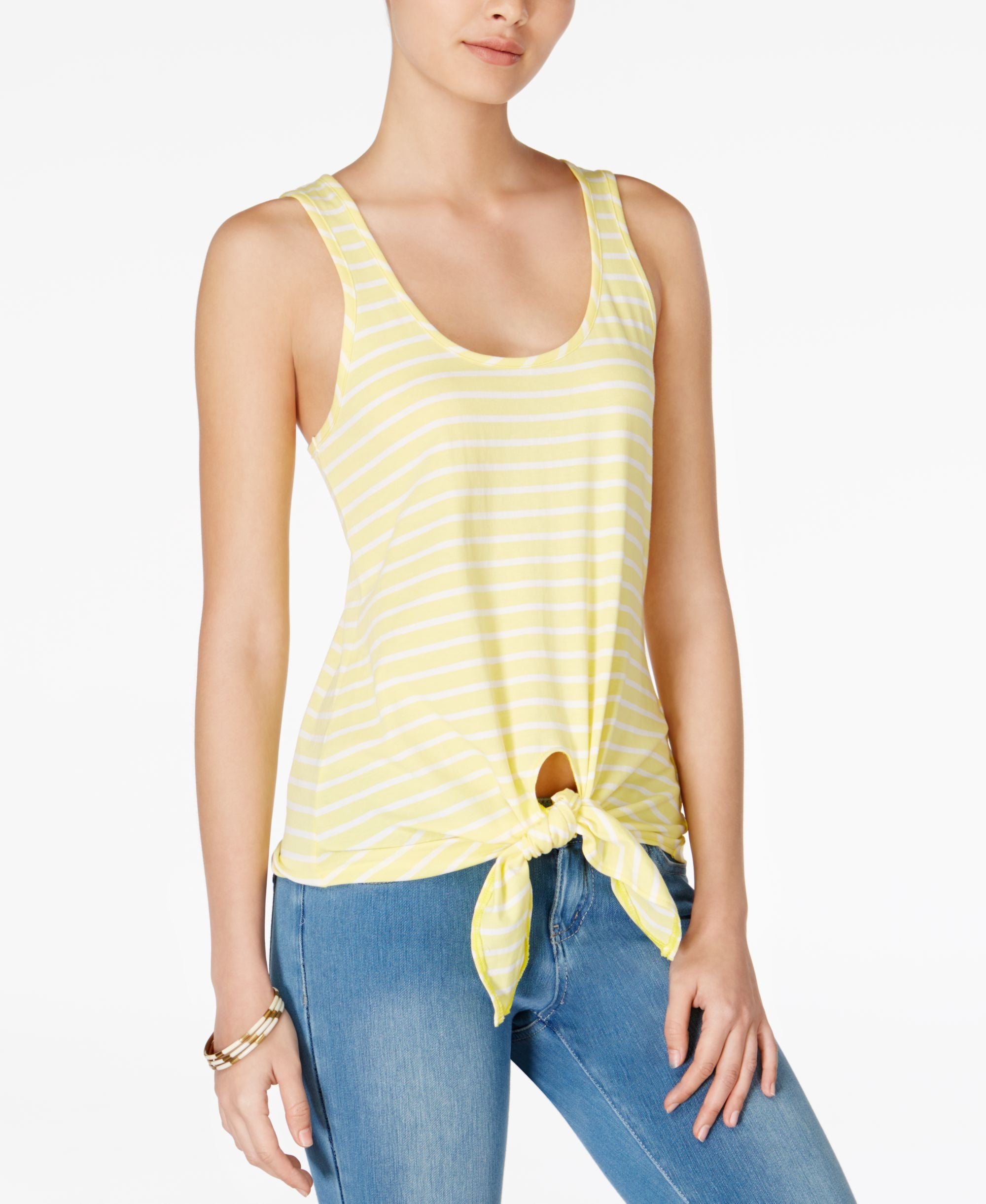 Maison Jules Cotton Tie Hem Tank Top