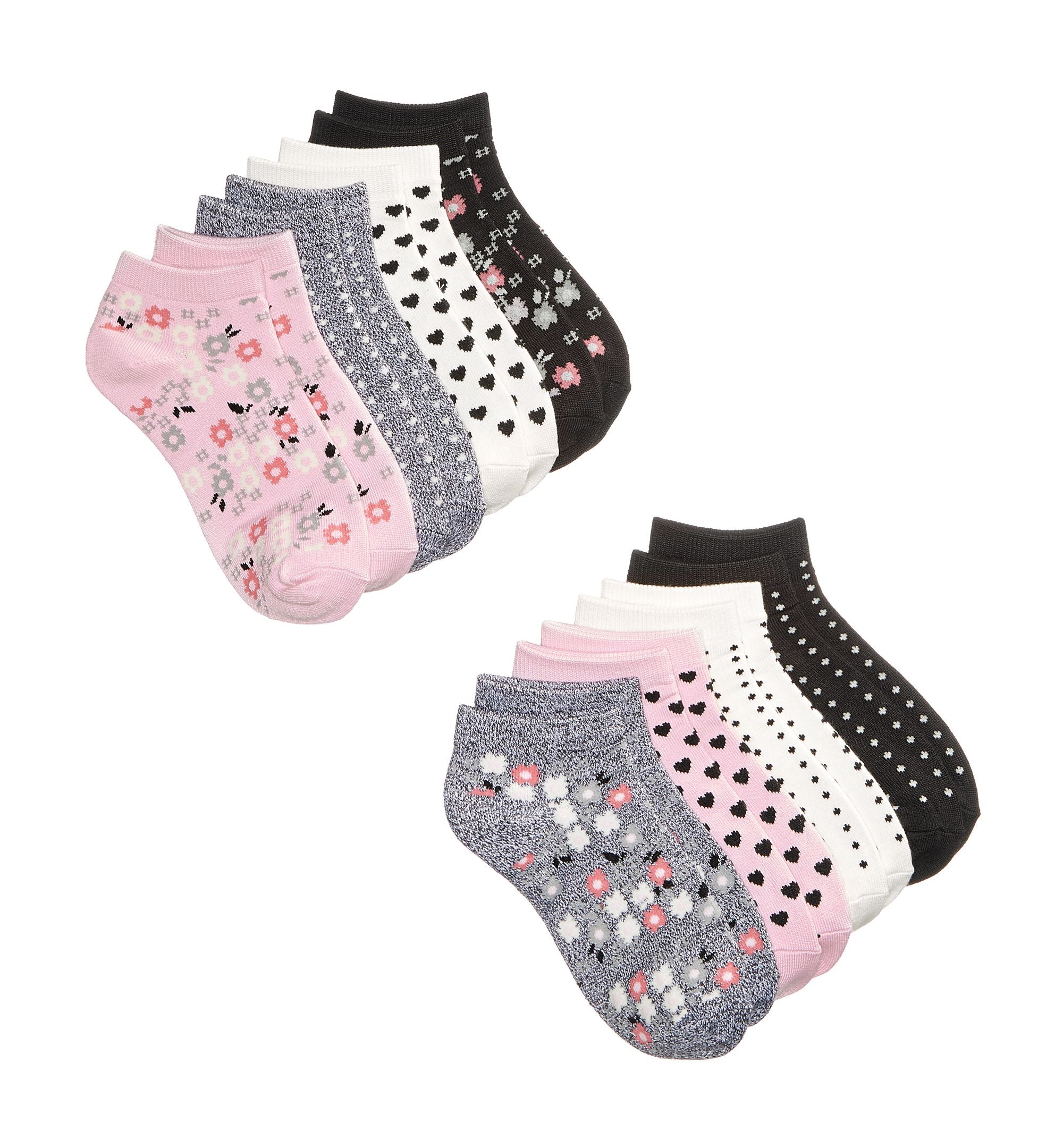 8 Pk. Floral No Show Socks Little Girls Big Girls