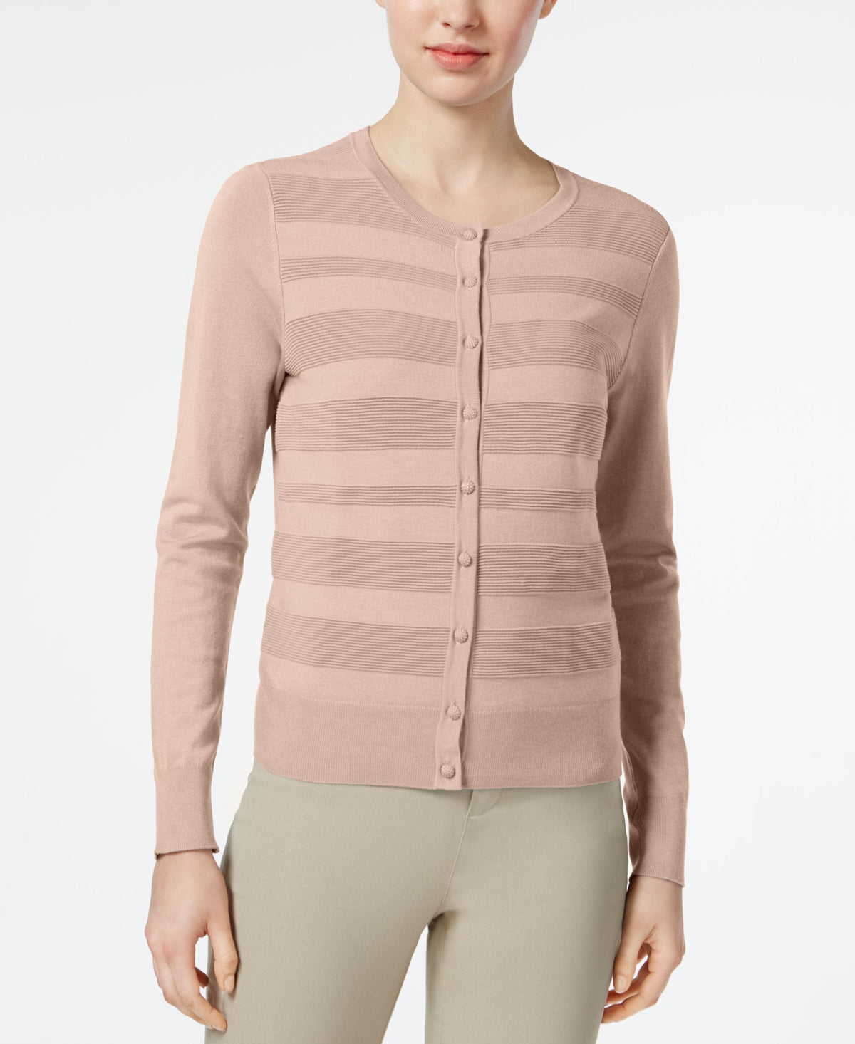 Charter Club Striped Front Cardigan