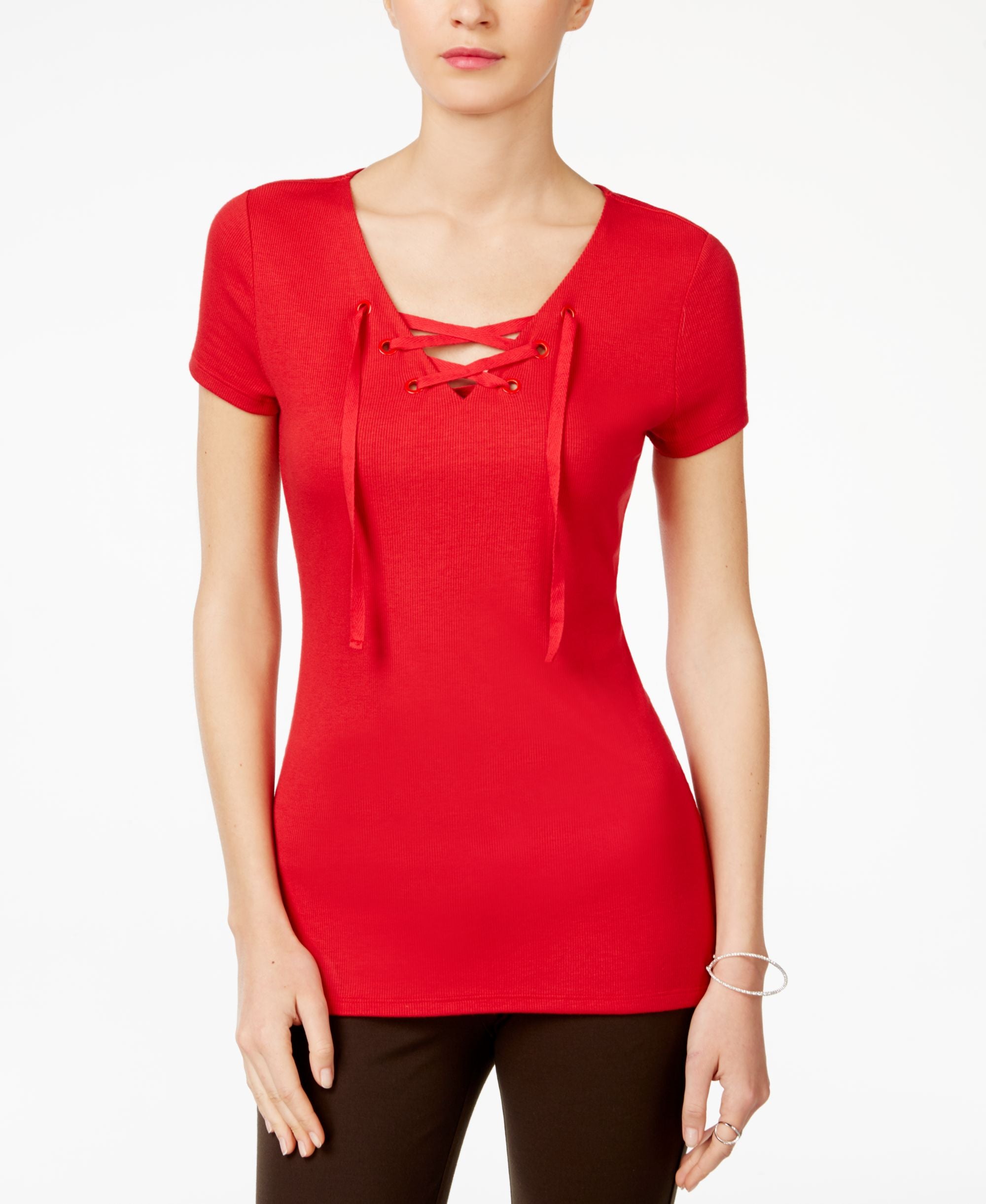 INC International Concepts Lace Up T-Shirt