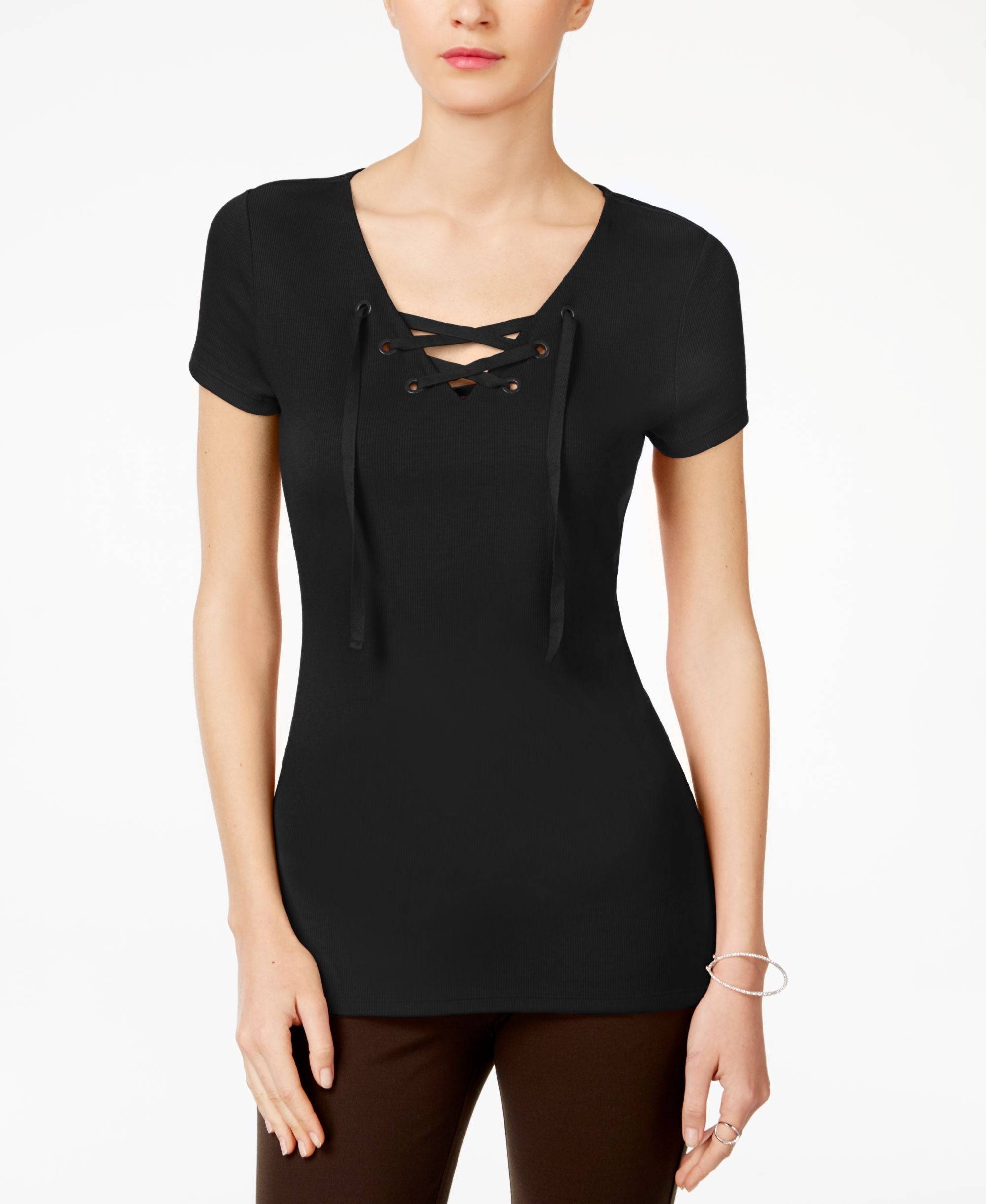 INC International Concepts Lace Up T-Shirt