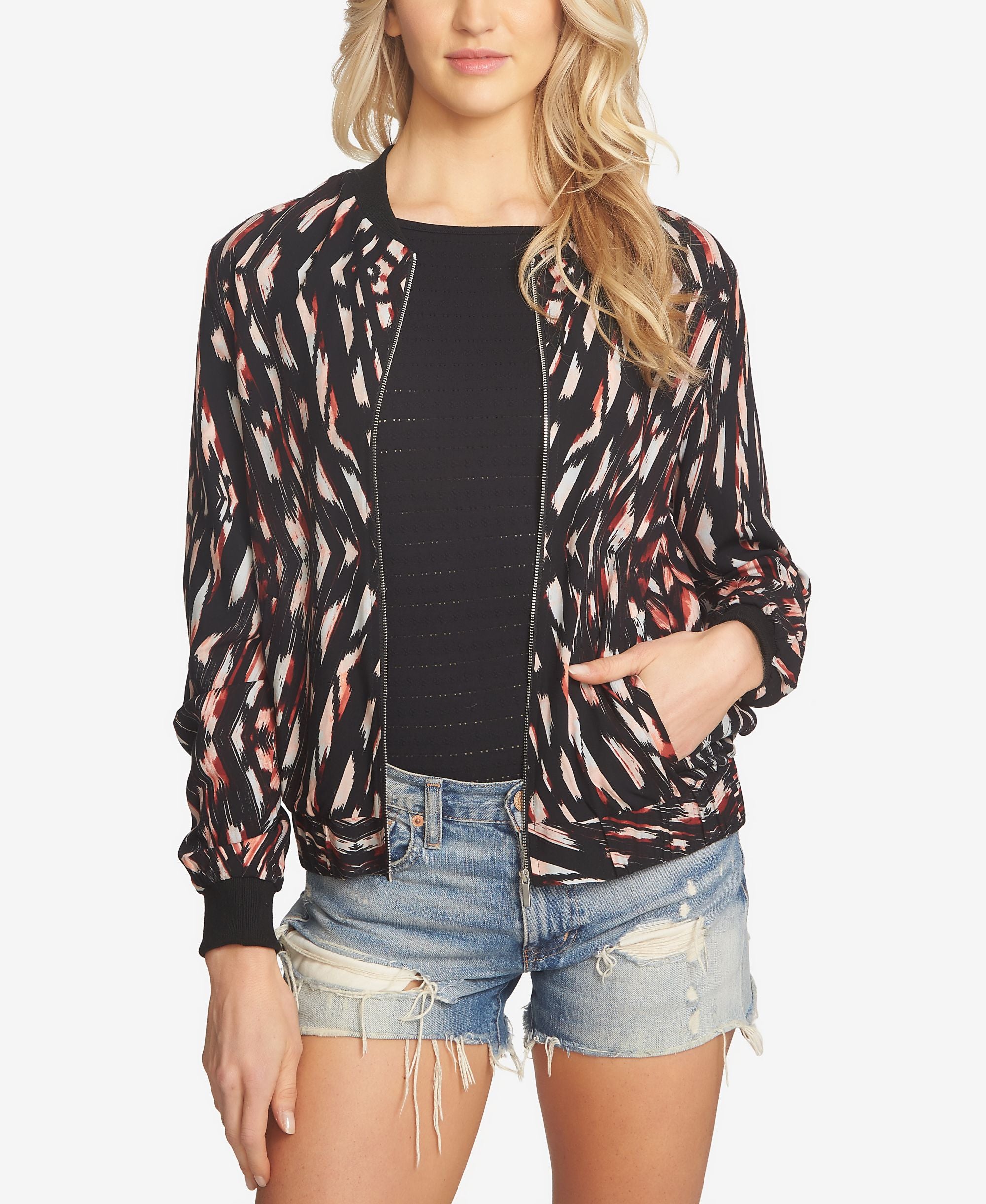 1.State Printed Bomber Jacket