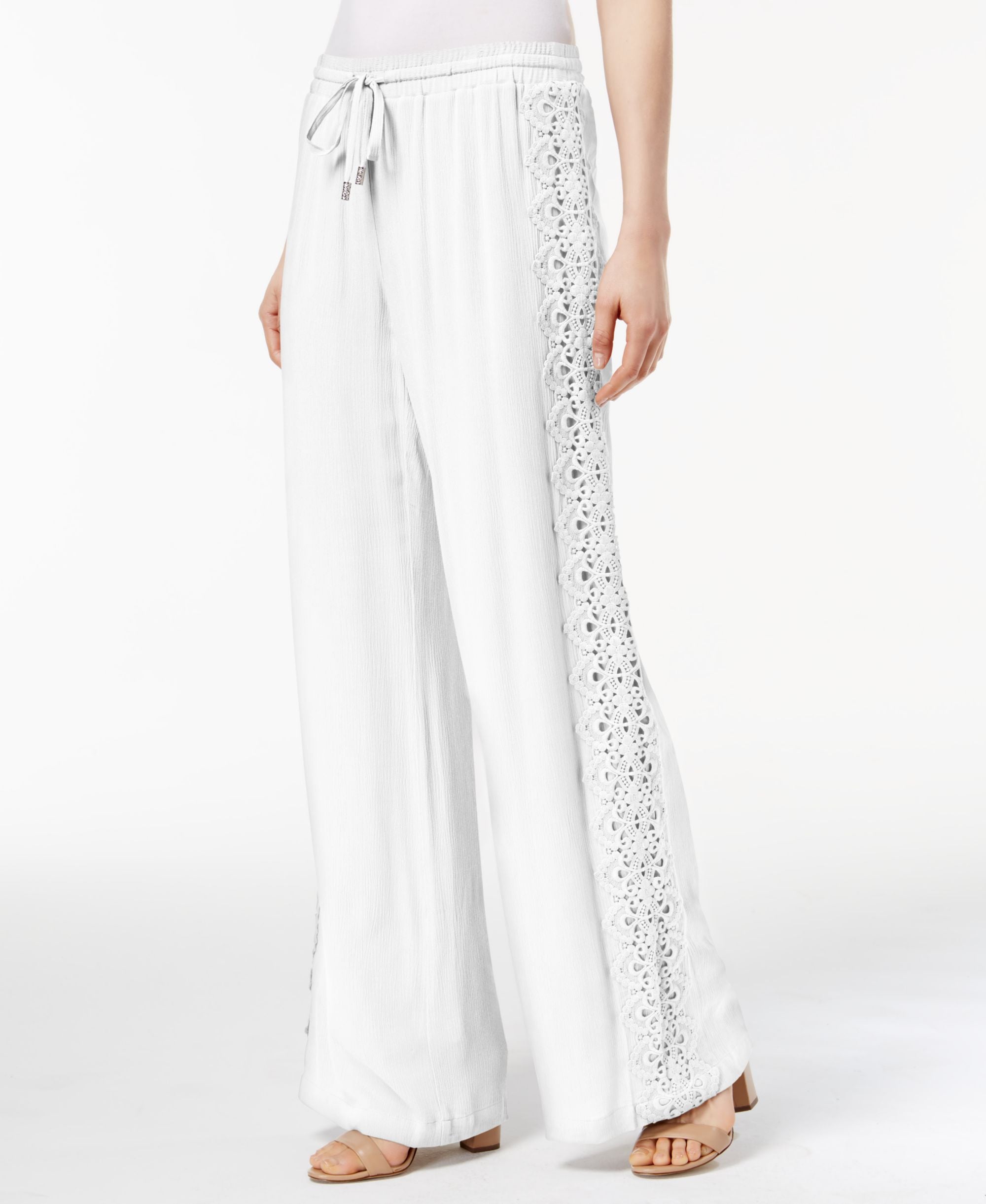 INC International Concepts Lace Trim Wide Leg Pants