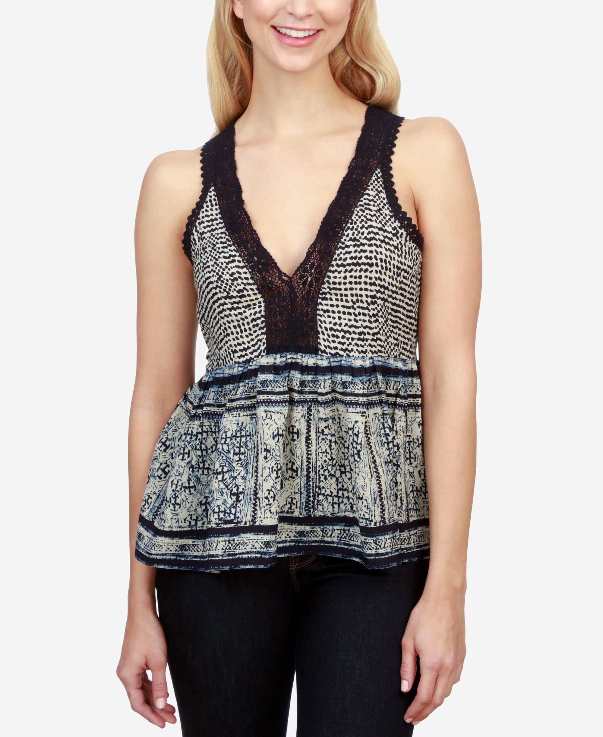 Lucky Brand Crochet Trim Tank Top