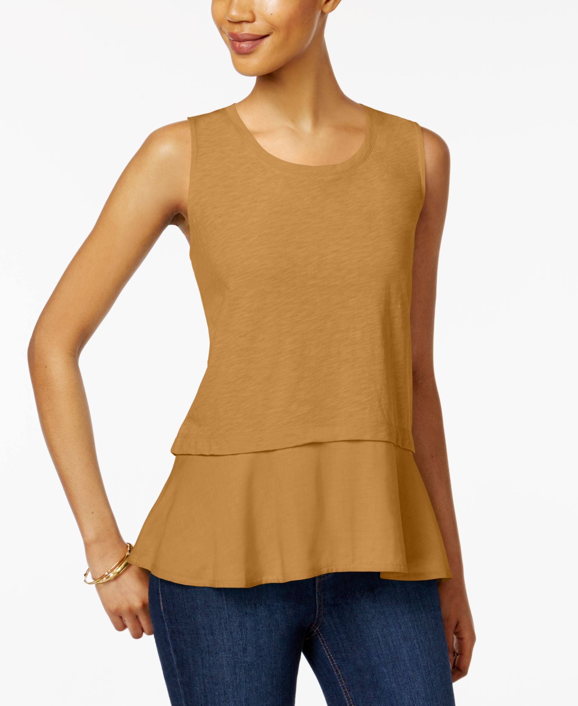 Style & Co Cotton Peplum Hem Top