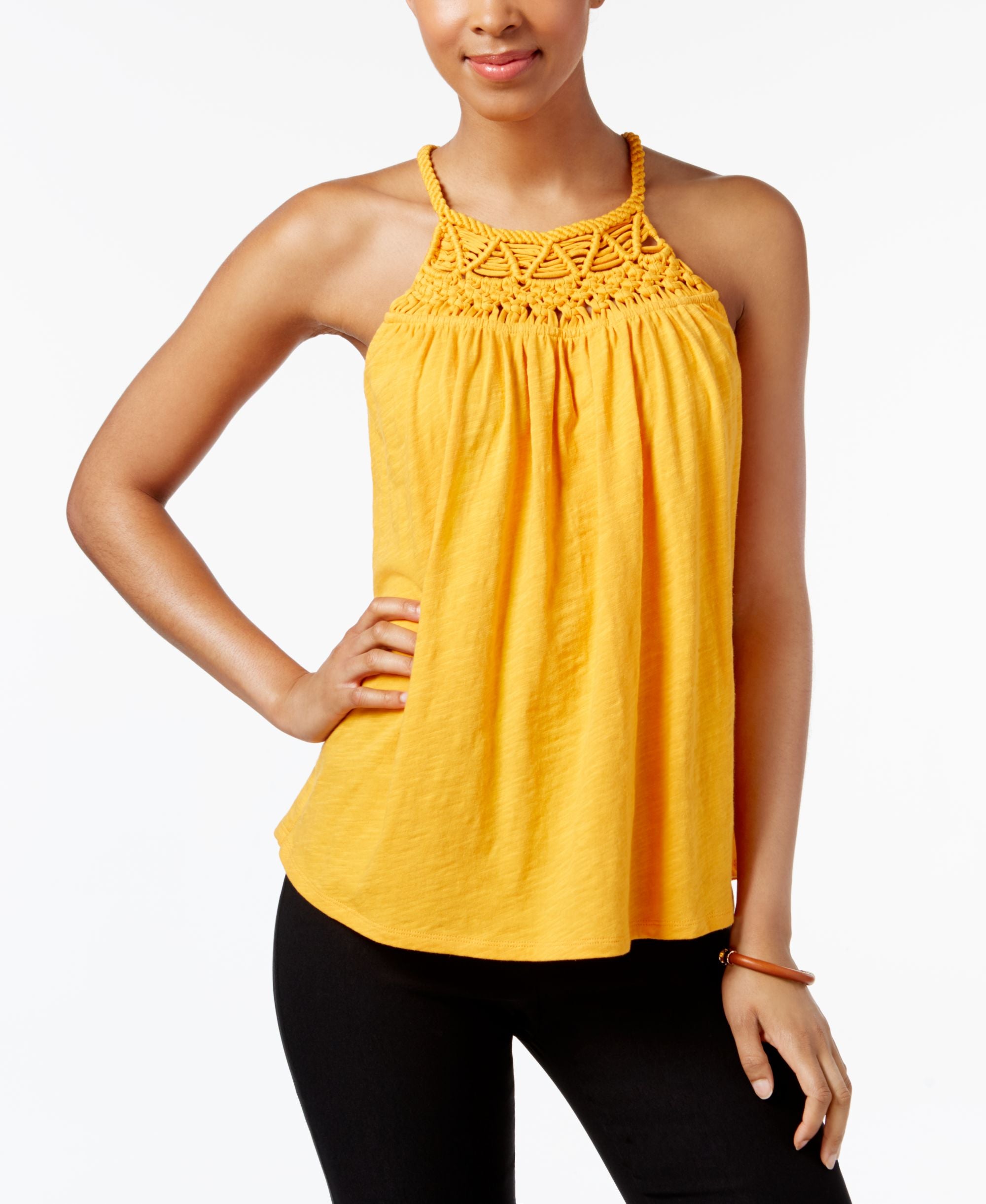 Cable Gauge Cotton Halter Top