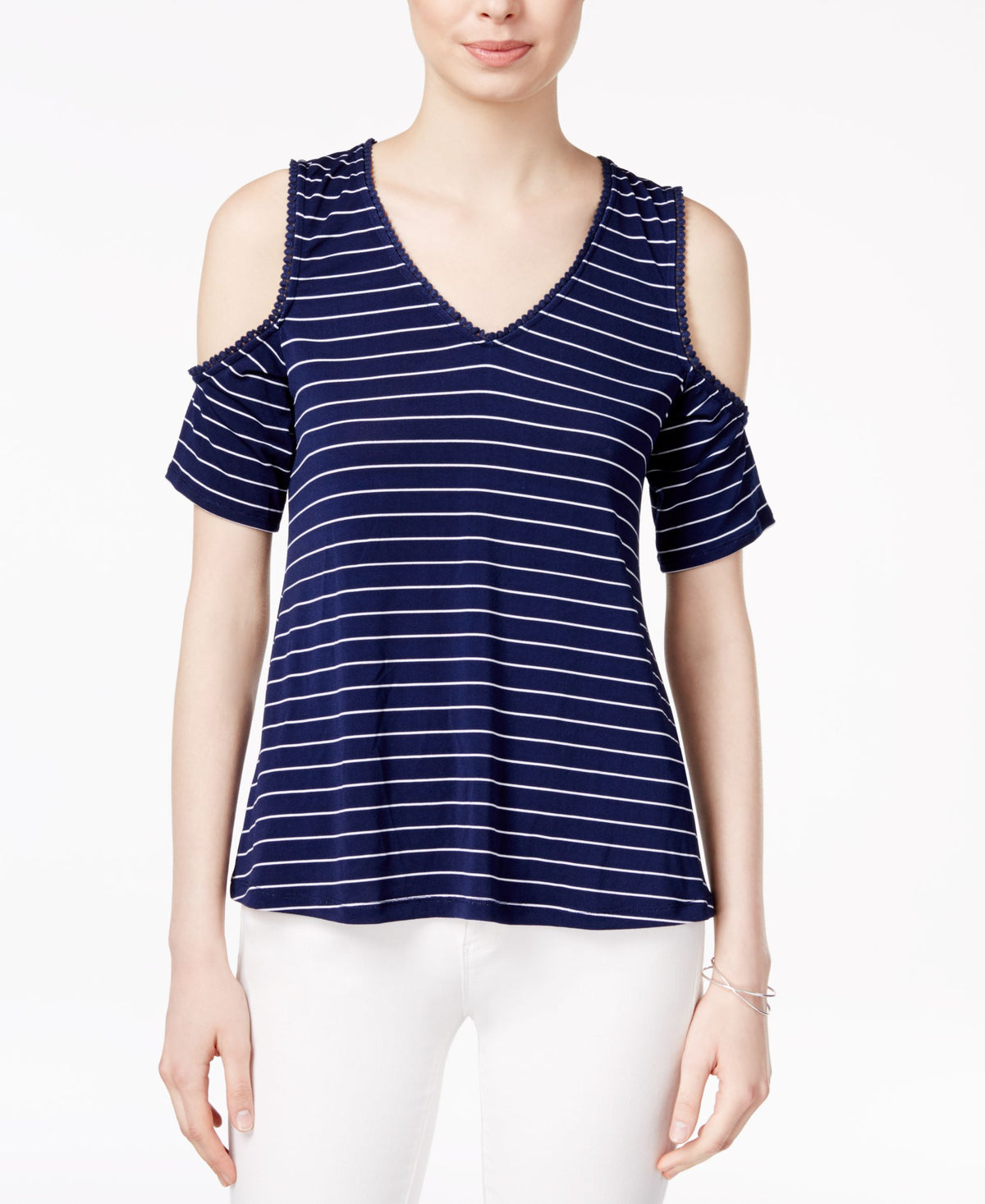 Maison Jules Crisscross Back Cold Shoulder Top