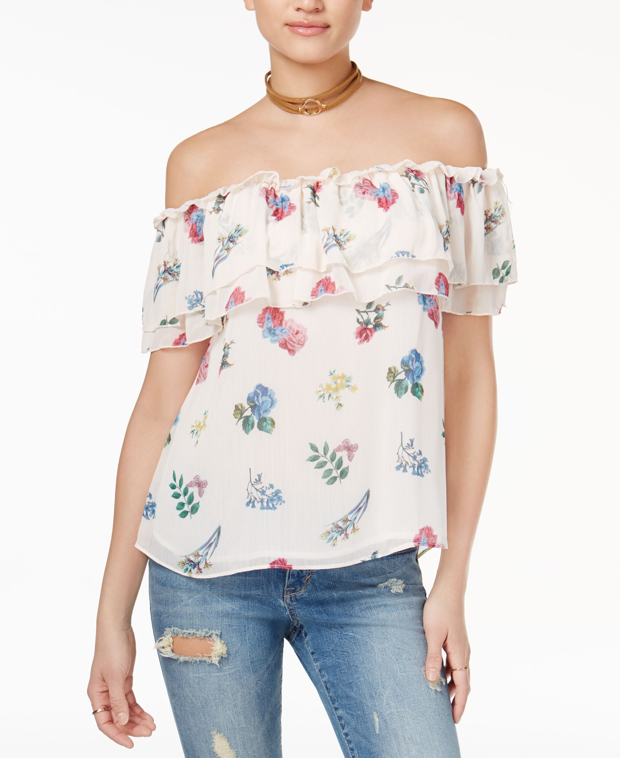 Endless Rose Floral Print Off The Shoulder Top