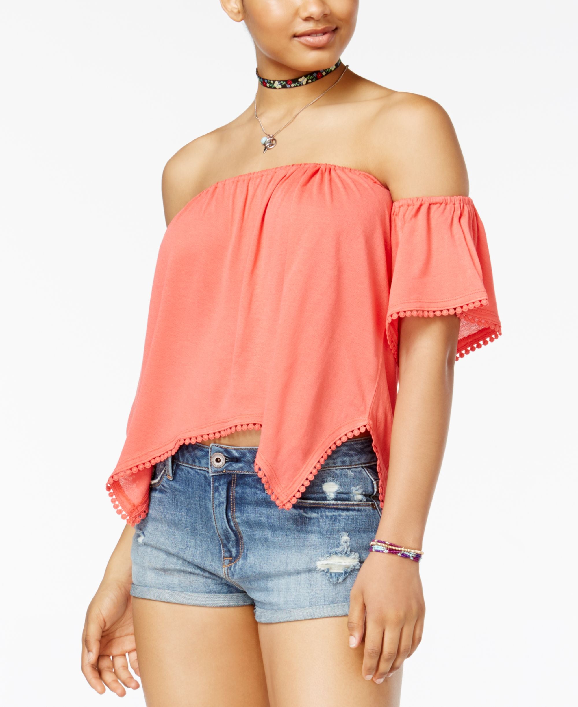 American Rag Juniors Off The Shoulder Crop Top