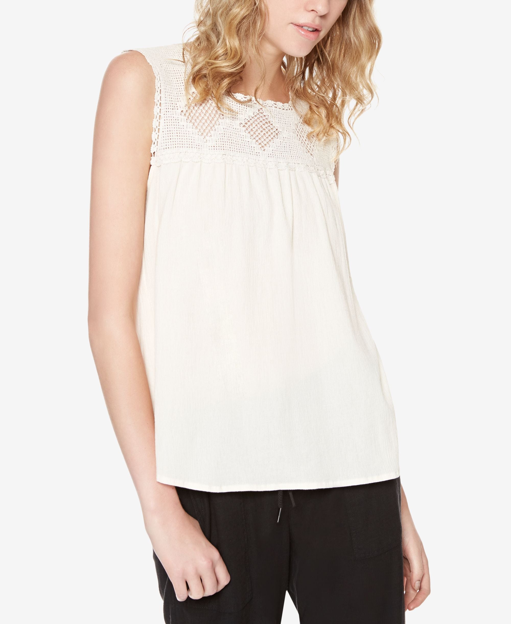 Sanctuary Luba Cotton Crochet Contrast Shell