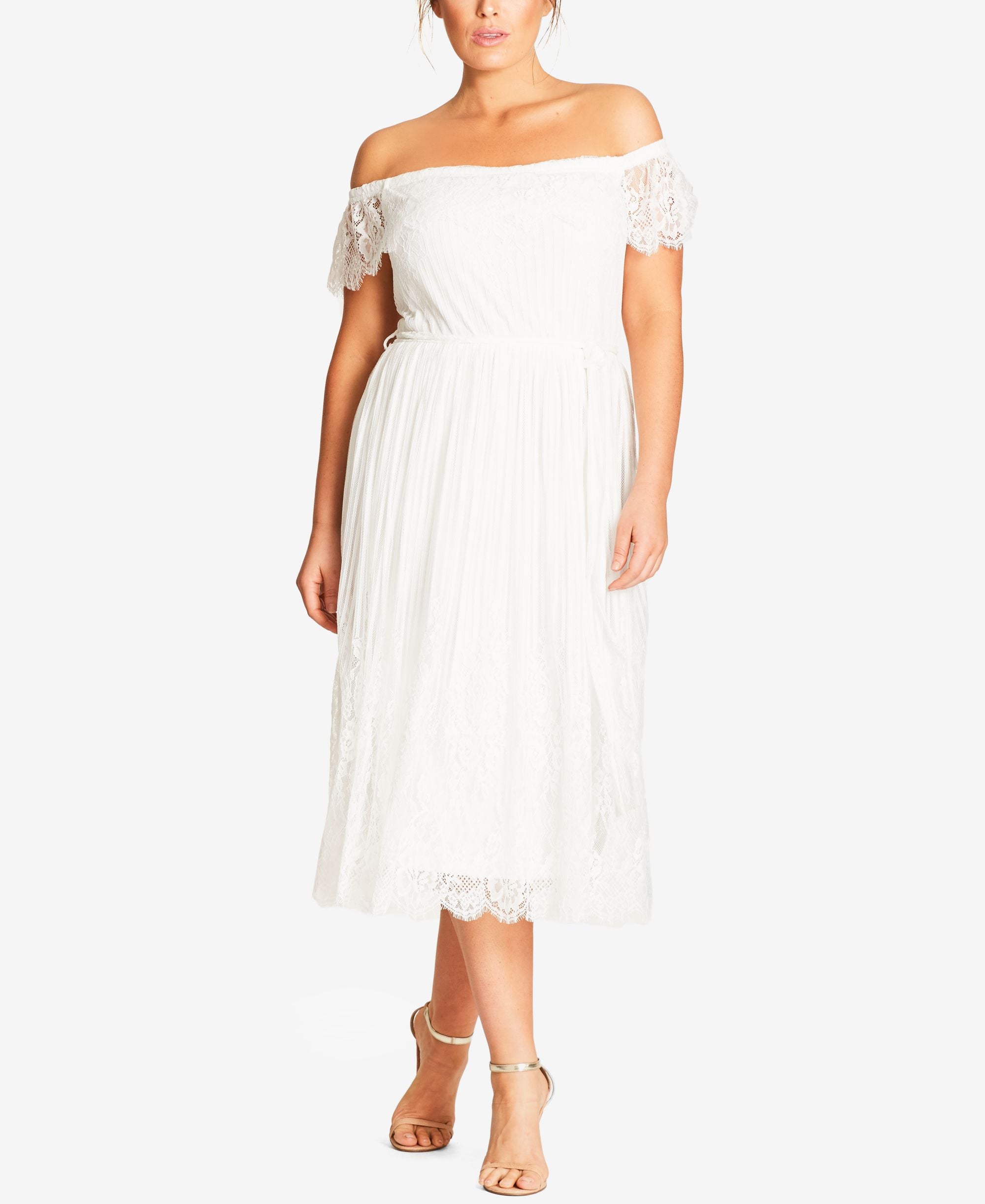 Trendy Plus Size Off-The-Shoulder Midi Dress