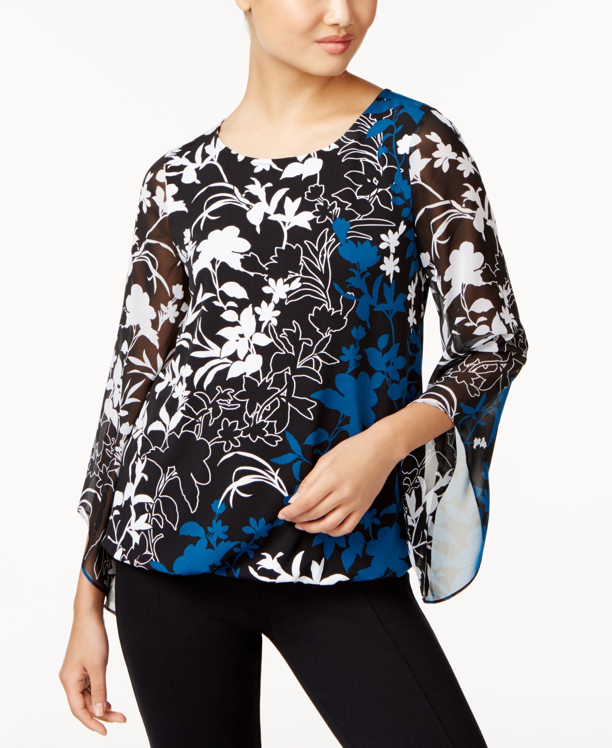Alfani Angel Sleeve Blouson Top