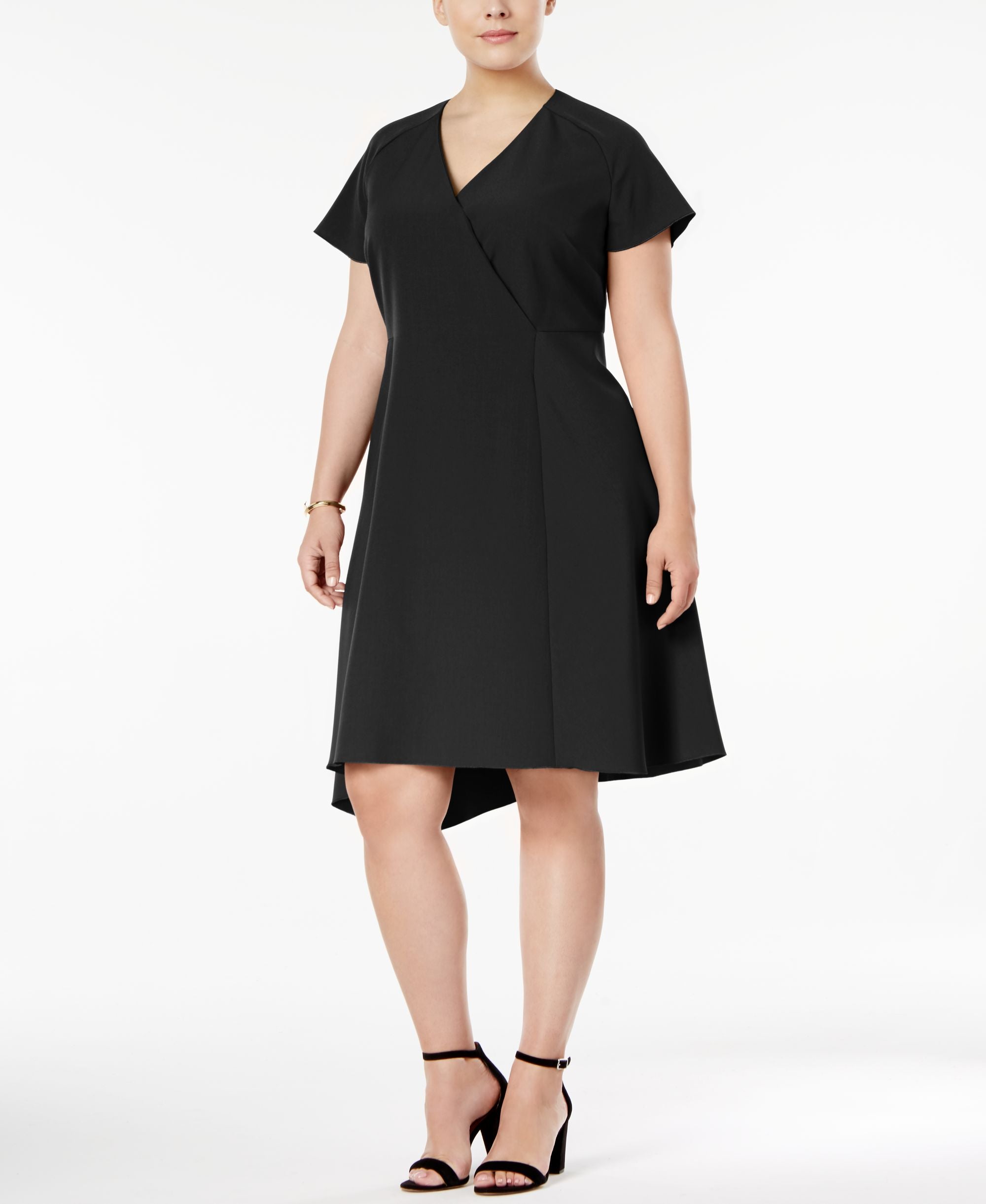 Anne Klein Plus Size Asymmetrical Hem Fit Flare Dress