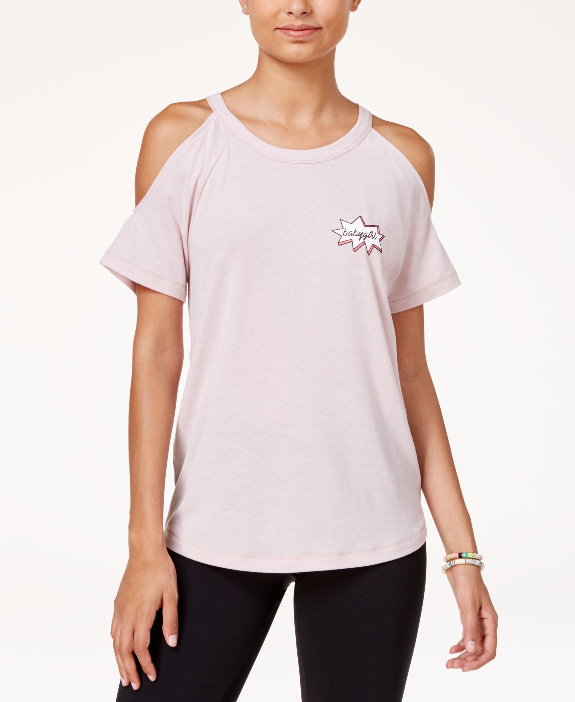 Material Girl Juniors Babygirl Graphic Cold Shoulder Top