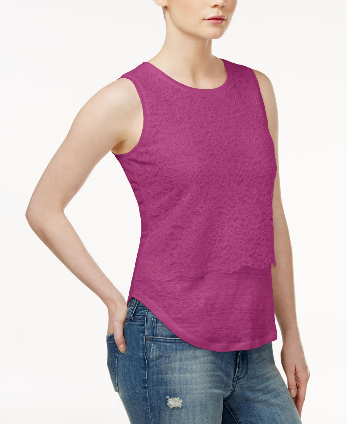 Maison Jules Lace Layered Look Top