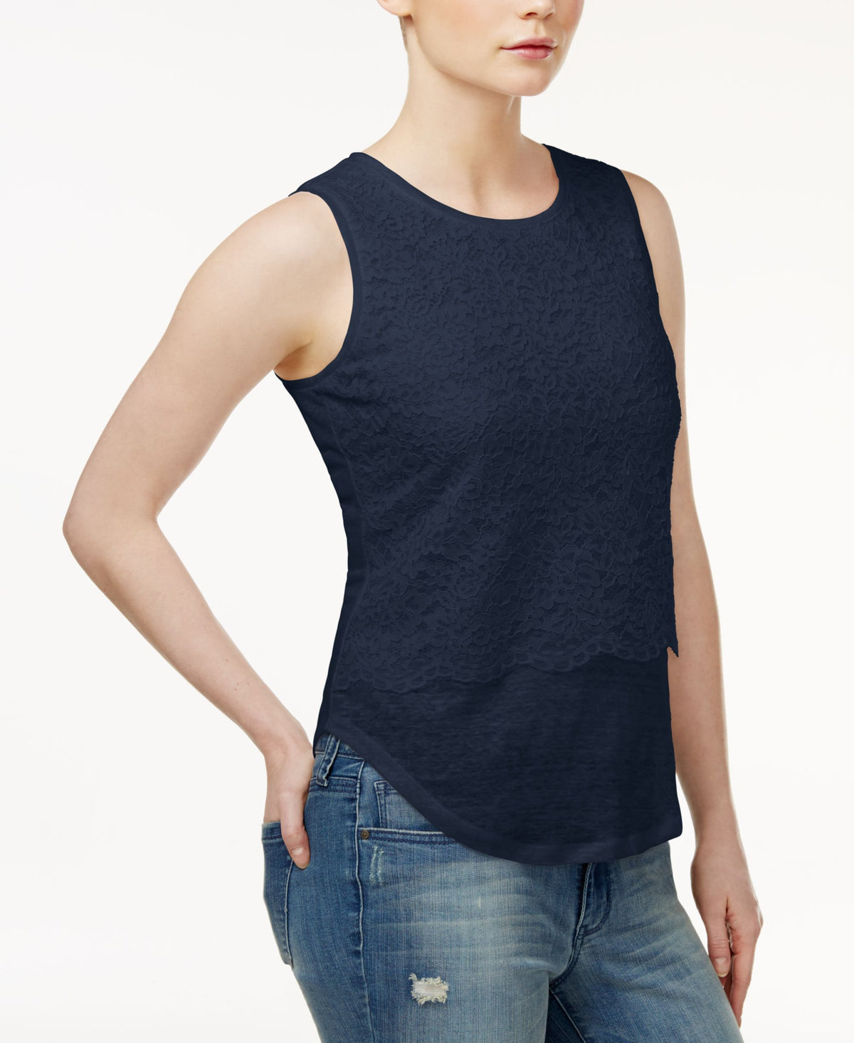 Maison Jules Lace Layered Look Top