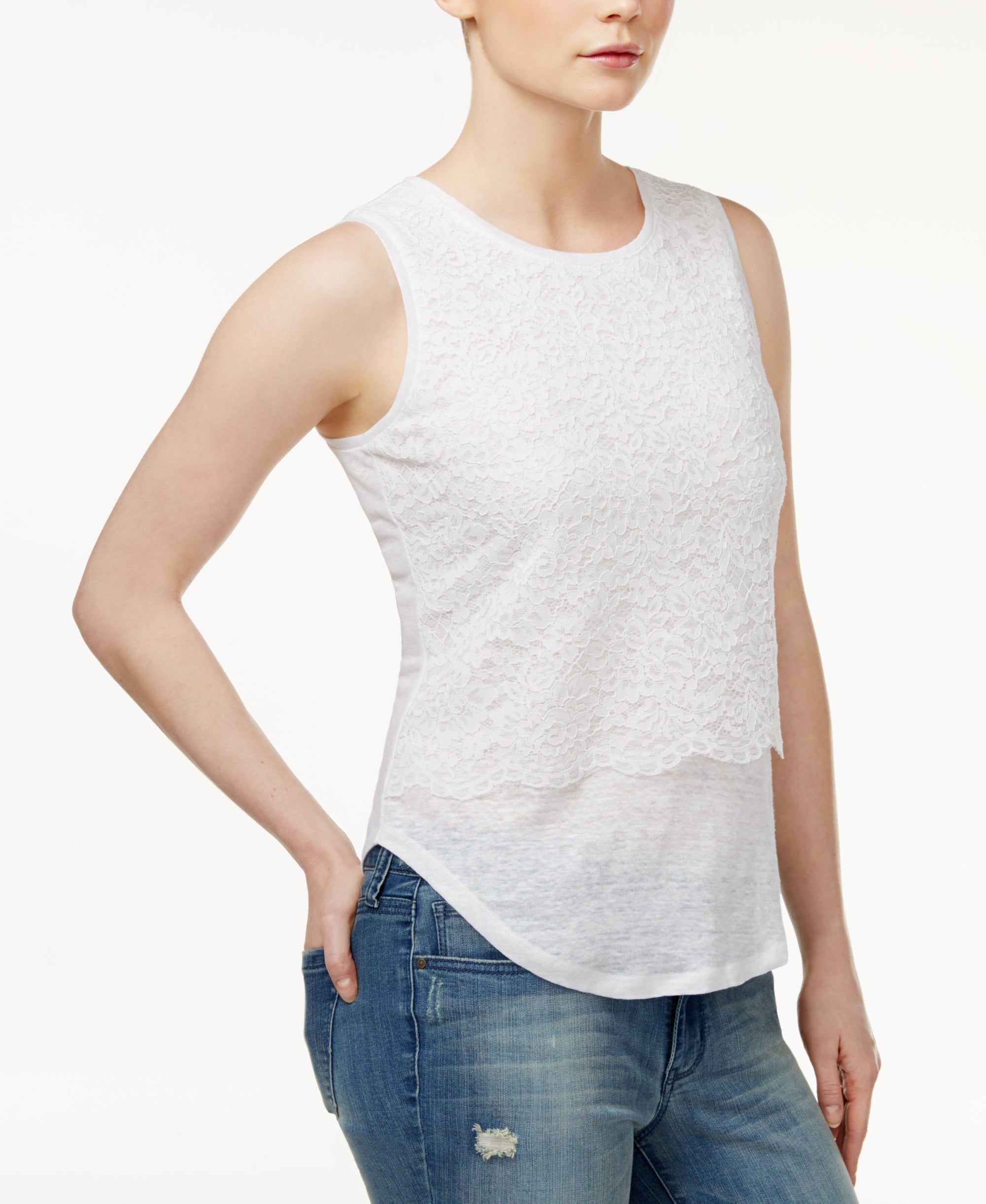 Maison Jules Lace Layered Look Top