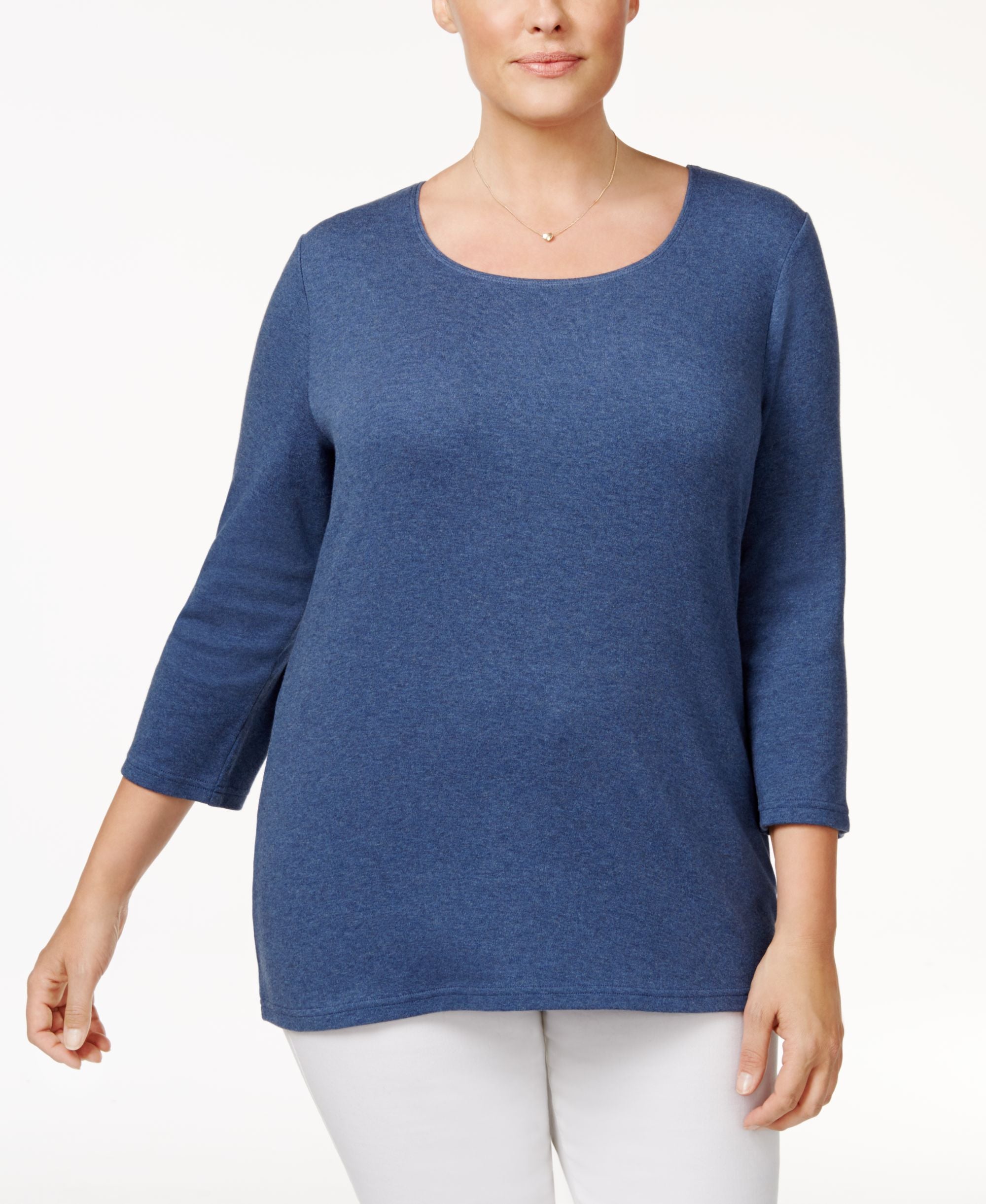 Plus Size Cotton Scoop-Neck Top