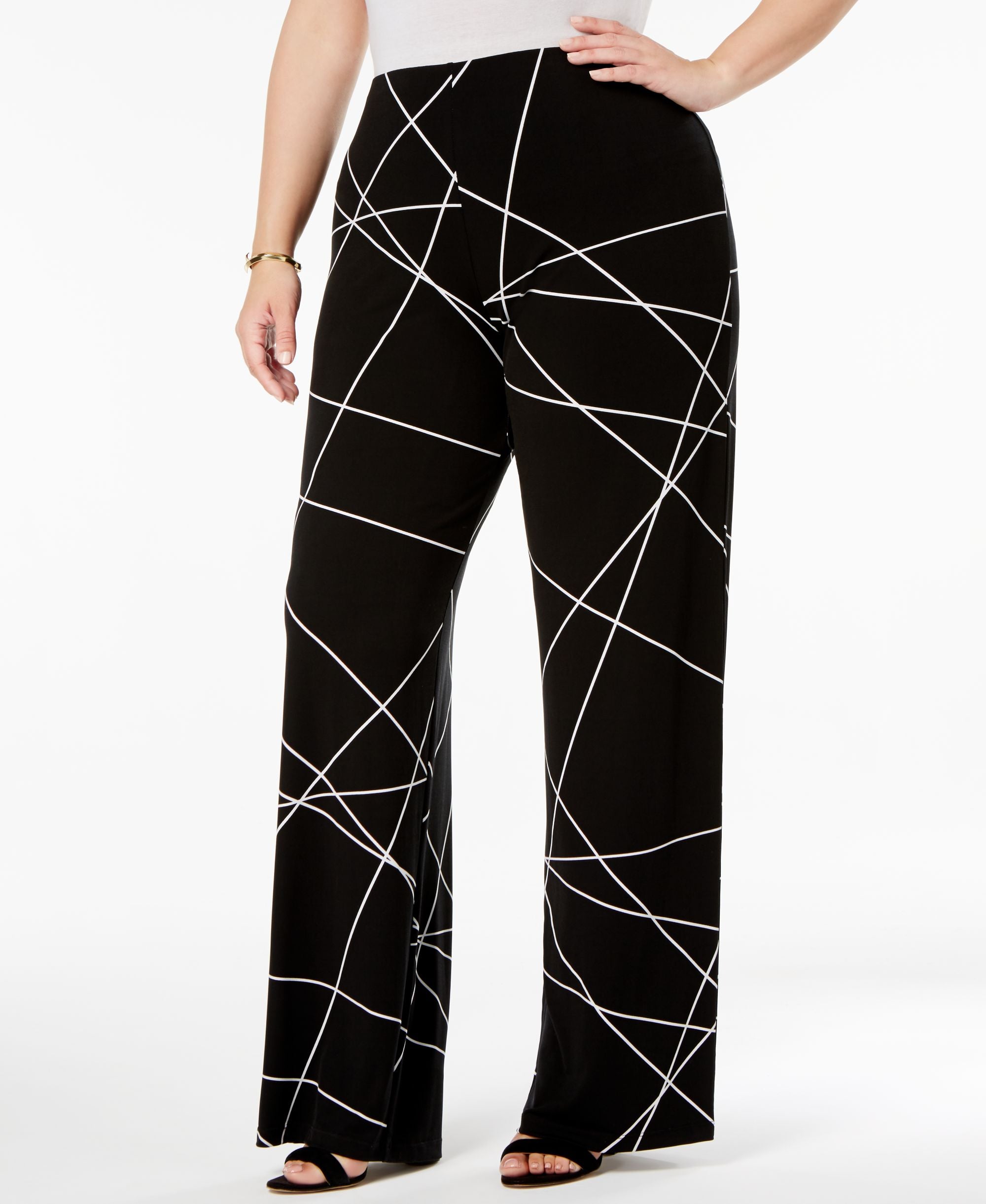 Alfani Plus Size Printed Wide Leg Pants