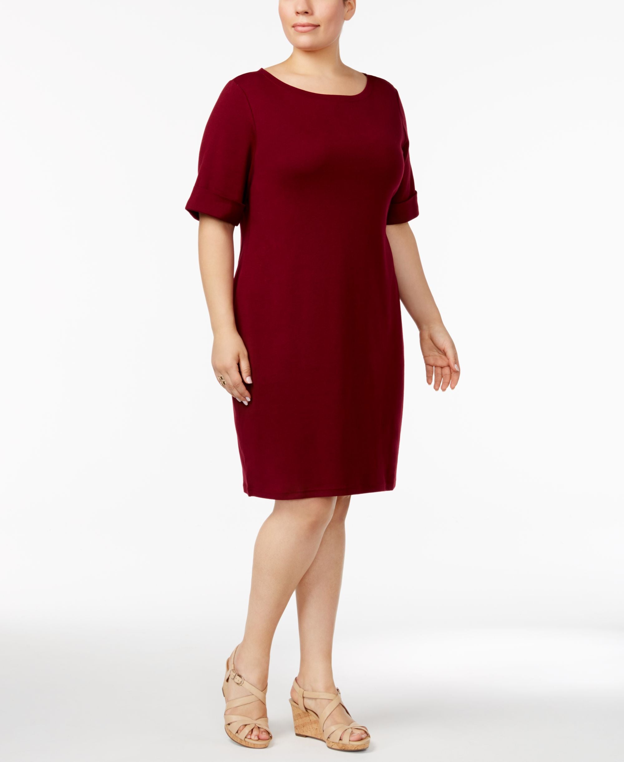 Karen Scott Plus Size Elbow Sleeve T-Shirt Dress