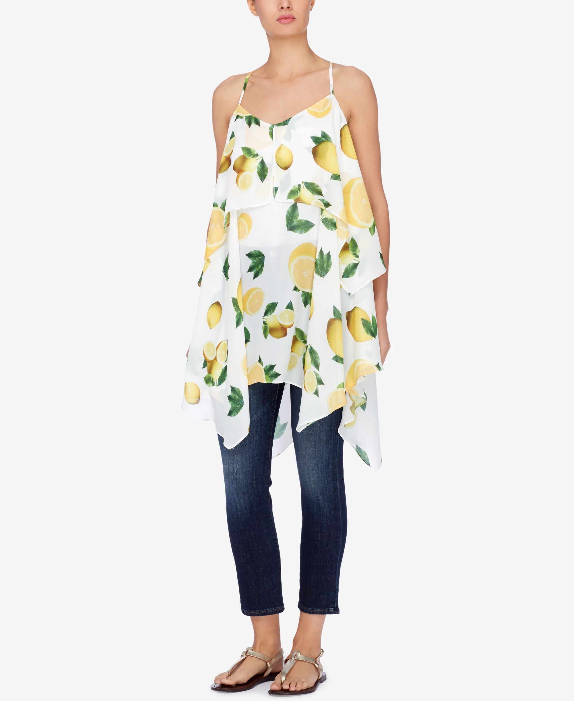 Catherine Malandrino Tiered Lemon Print Tunic