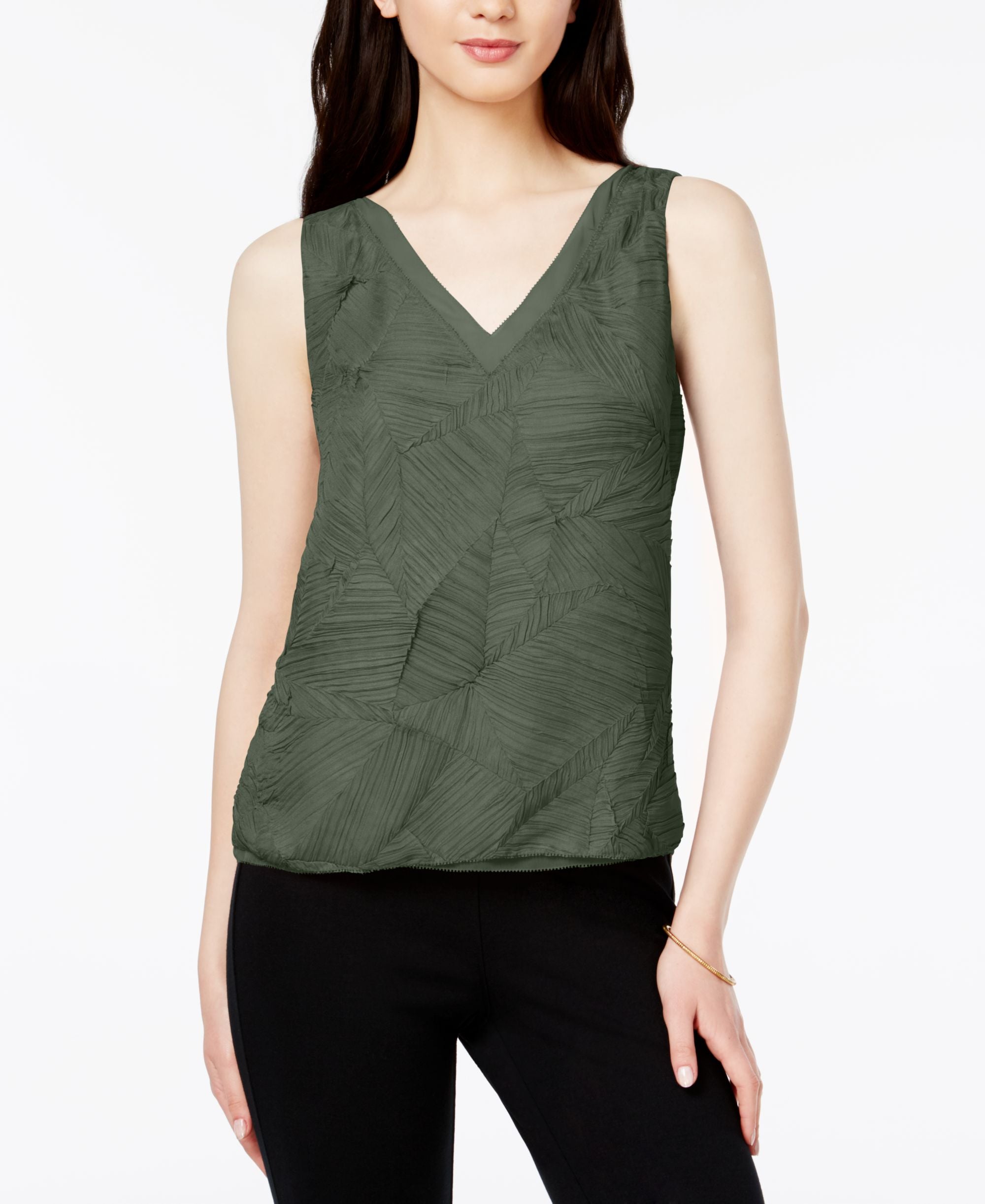 BAR III Textured V Neck Top