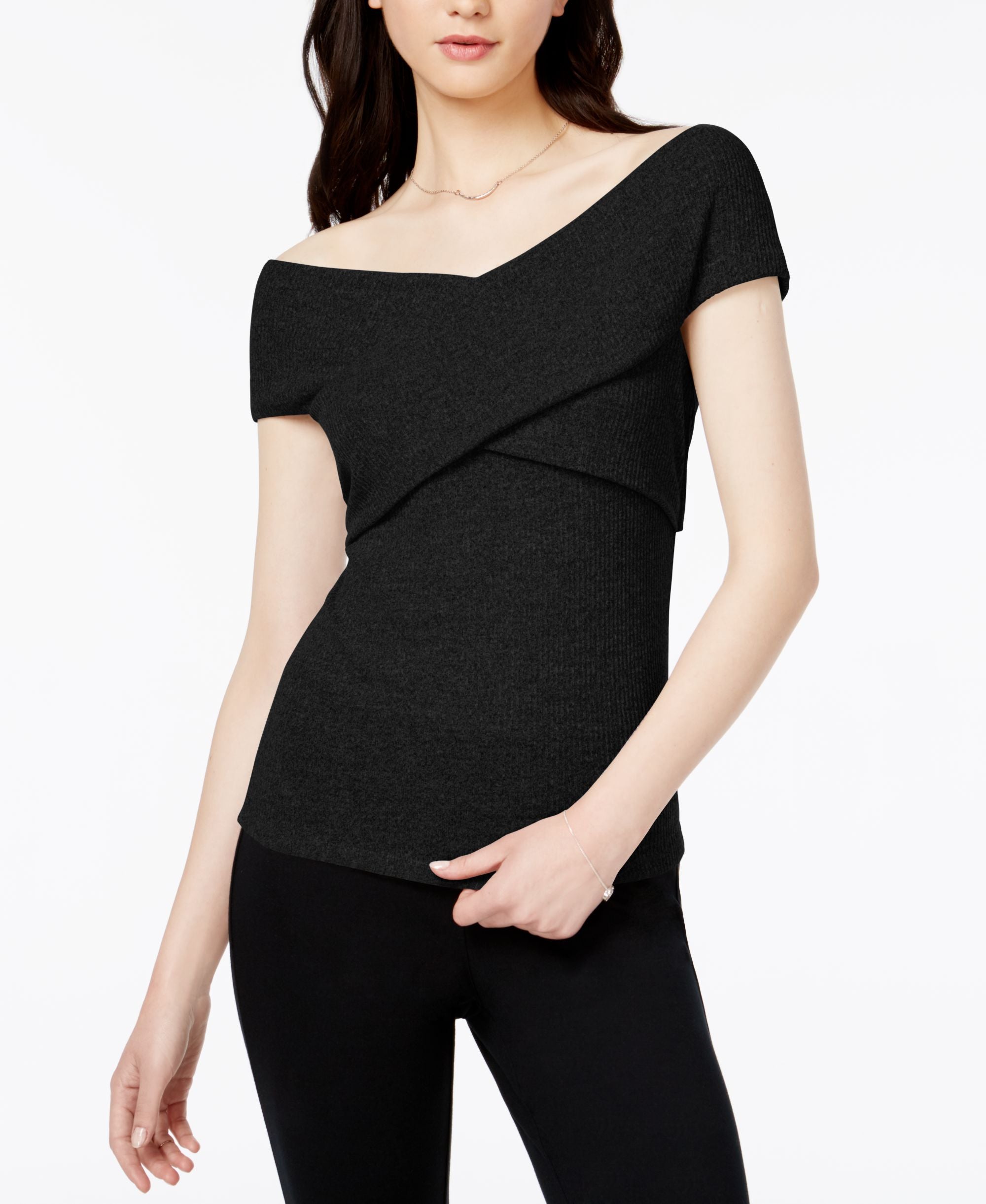 Bar III Off The Shoulder Crisscross Top