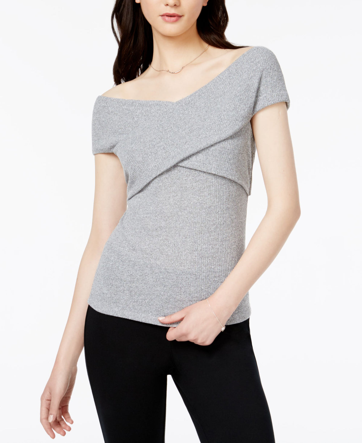 Bar III Off The Shoulder Crisscross Top