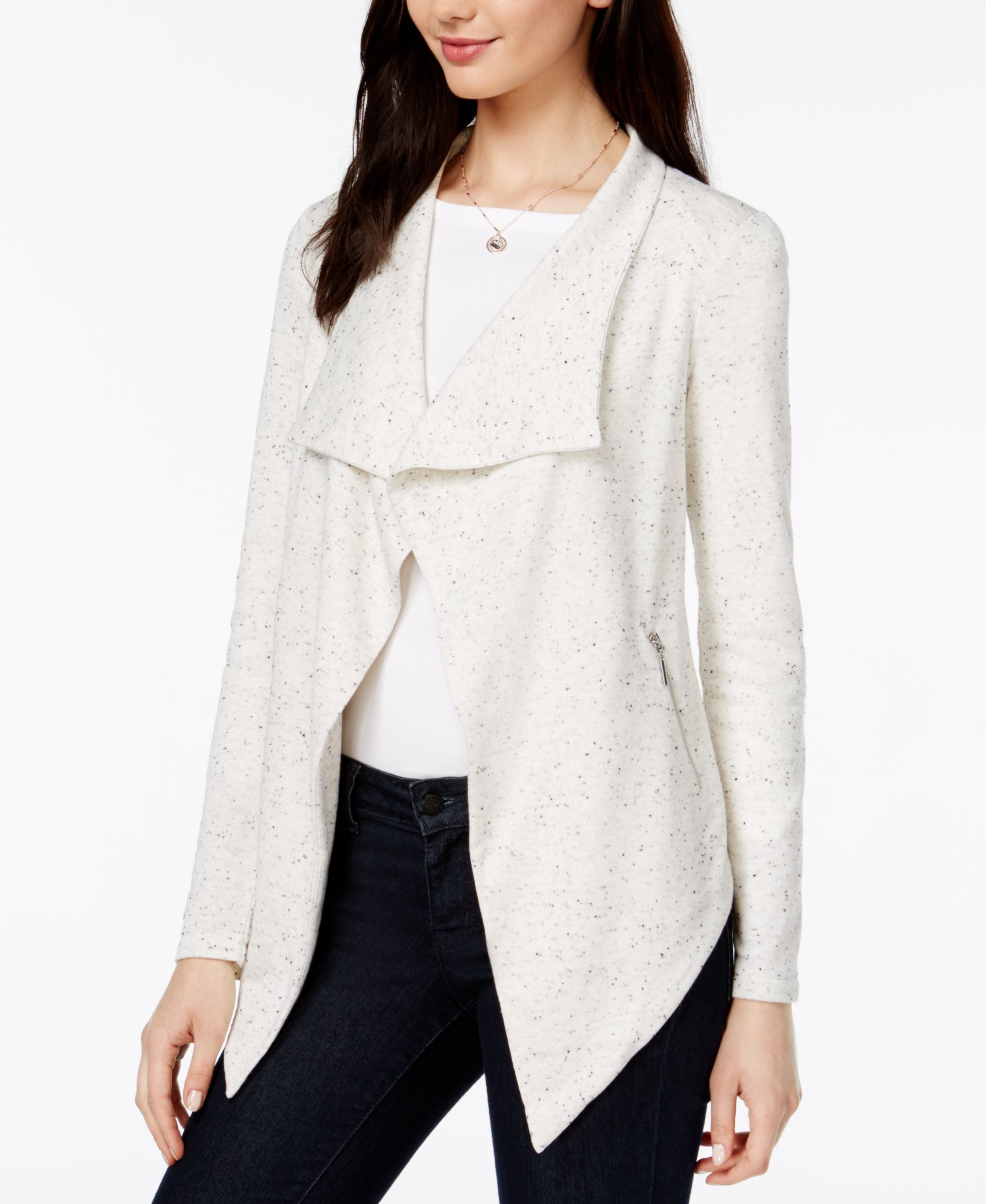 BAR III Draped Speckled Cardigan