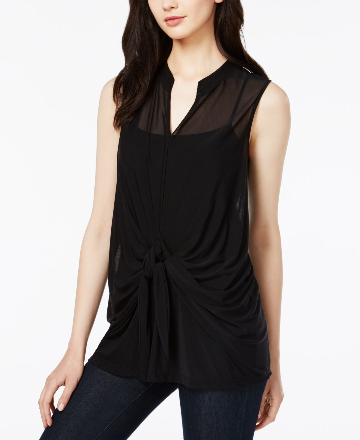 BAR III Tie Front Illusion Top