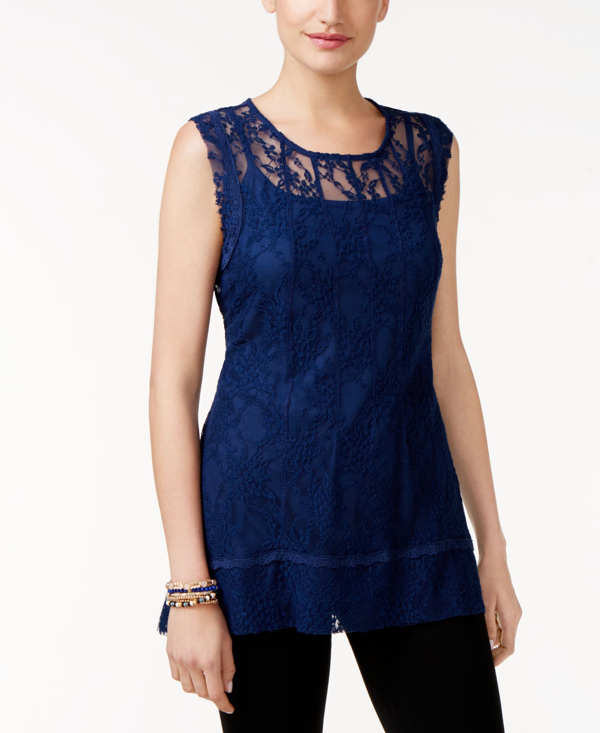 Style & Co Sleeveless Lace Tunic